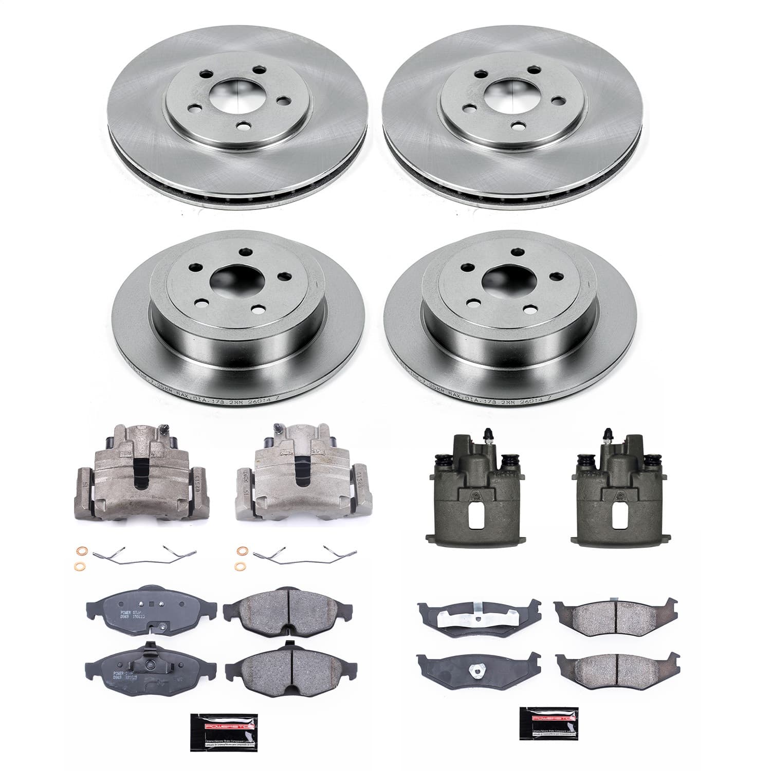 Power Stop - KCOE8969 - Front and Rear - Disc Brake Pad/Caliper and Rotor Kit image 1