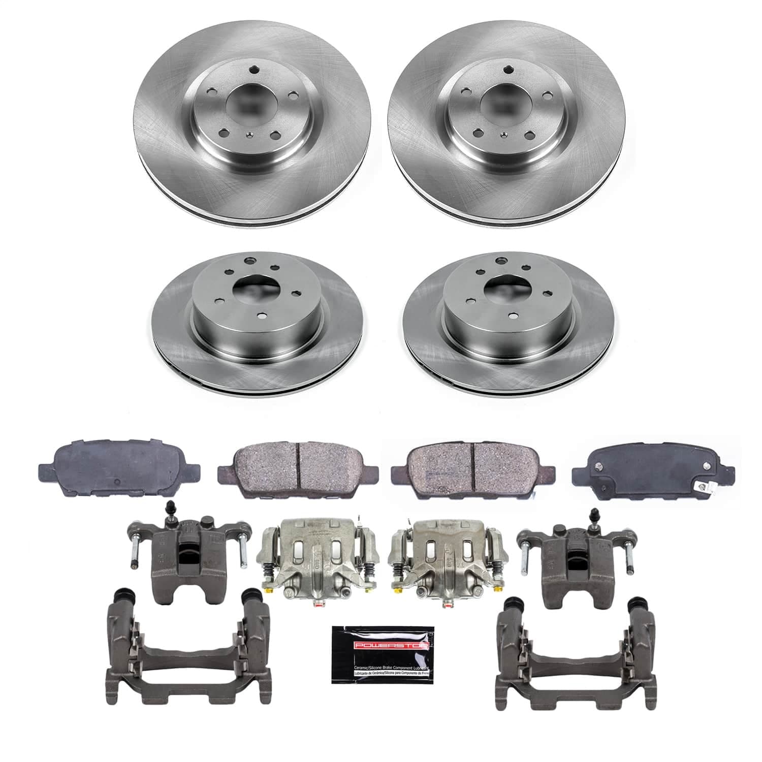 Power Stop - KCOE9065 - Front and Rear - Disc Brake Pad/Caliper and Rotor Kit image 1
