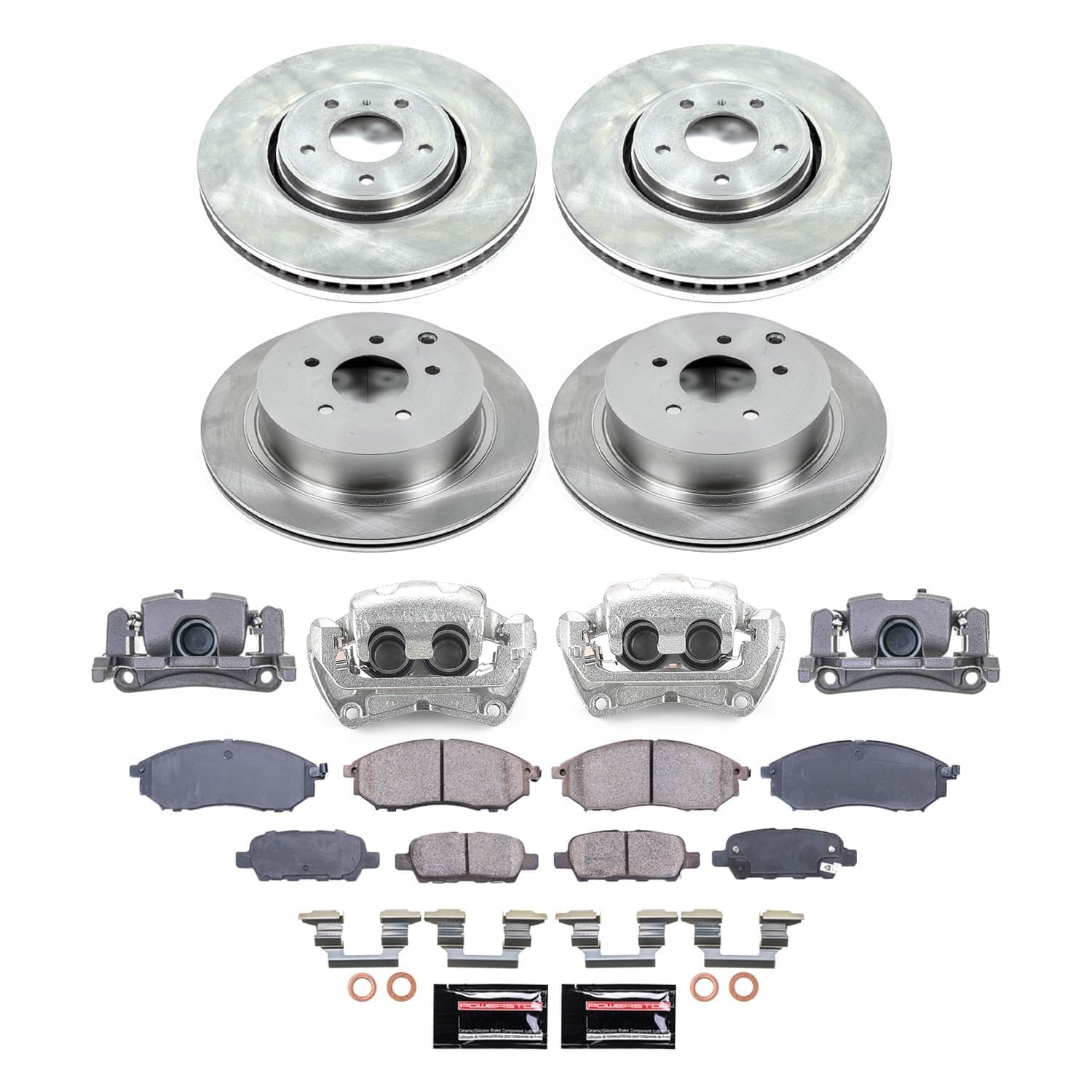 Power Stop - KCOE9135 - Front and Rear - Disc Brake Pad/Caliper and Rotor Kit image 1