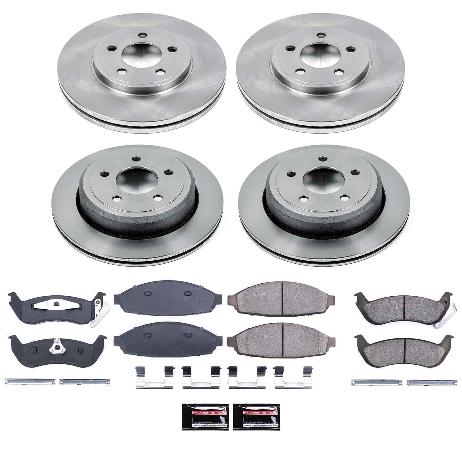 Power Stop - KOE1365 - Front and Rear - Disc Brake Pad and Rotor Kit image 1