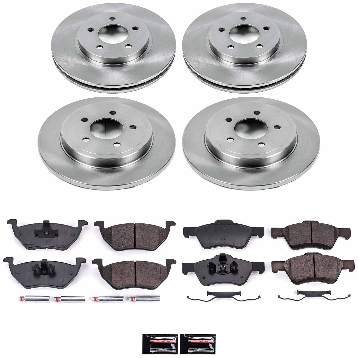 Power Stop - KOE4025 - Front and Rear - Disc Brake Pad and Rotor Kit image 1