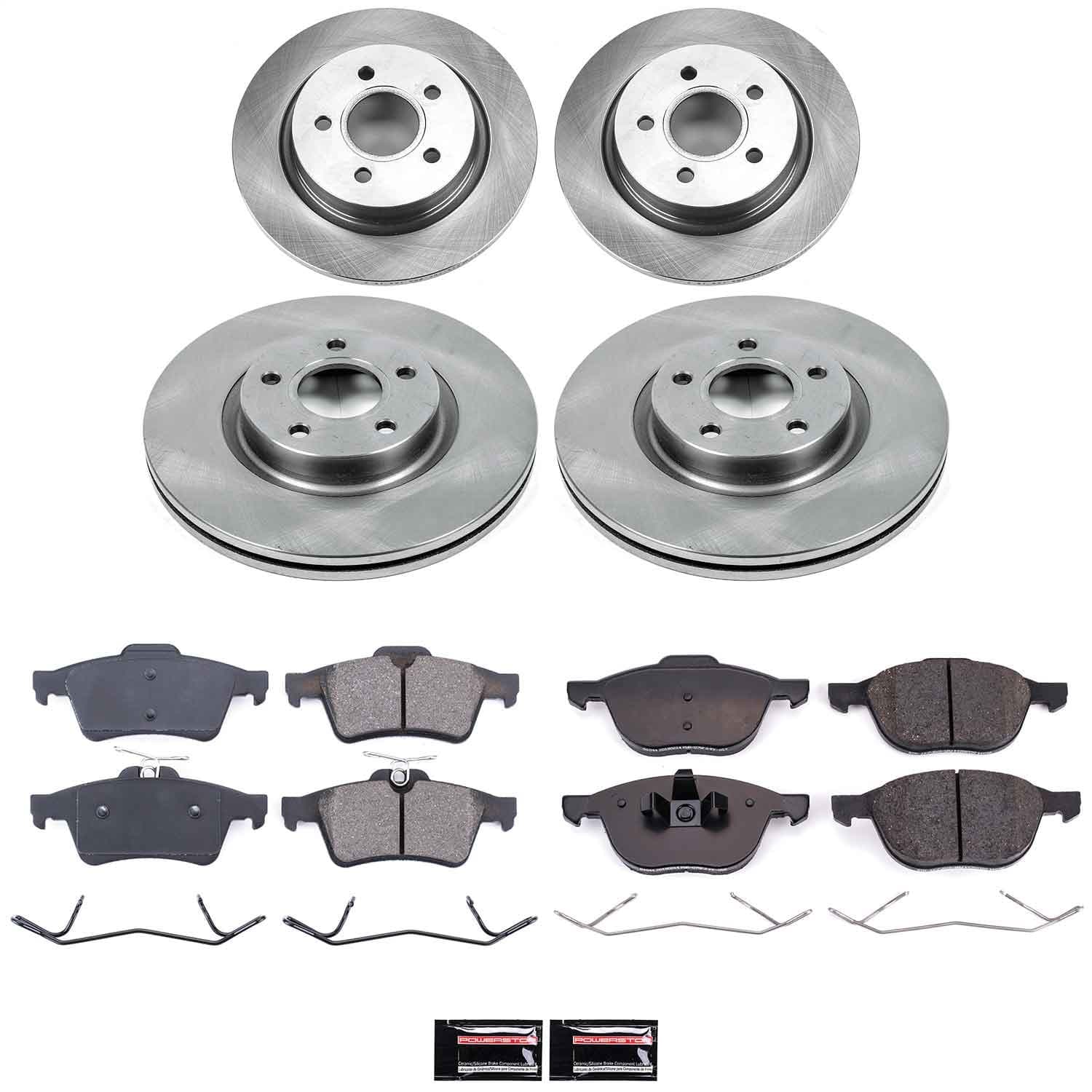 Power Stop - KOE4051 - Front and Rear - Disc Brake Pad and Rotor Kit image 1