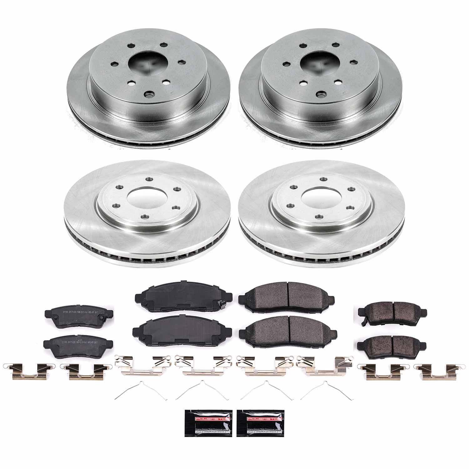 Power Stop - KOE4063 - Front and Rear - Disc Brake Pad and Rotor Kit image 1