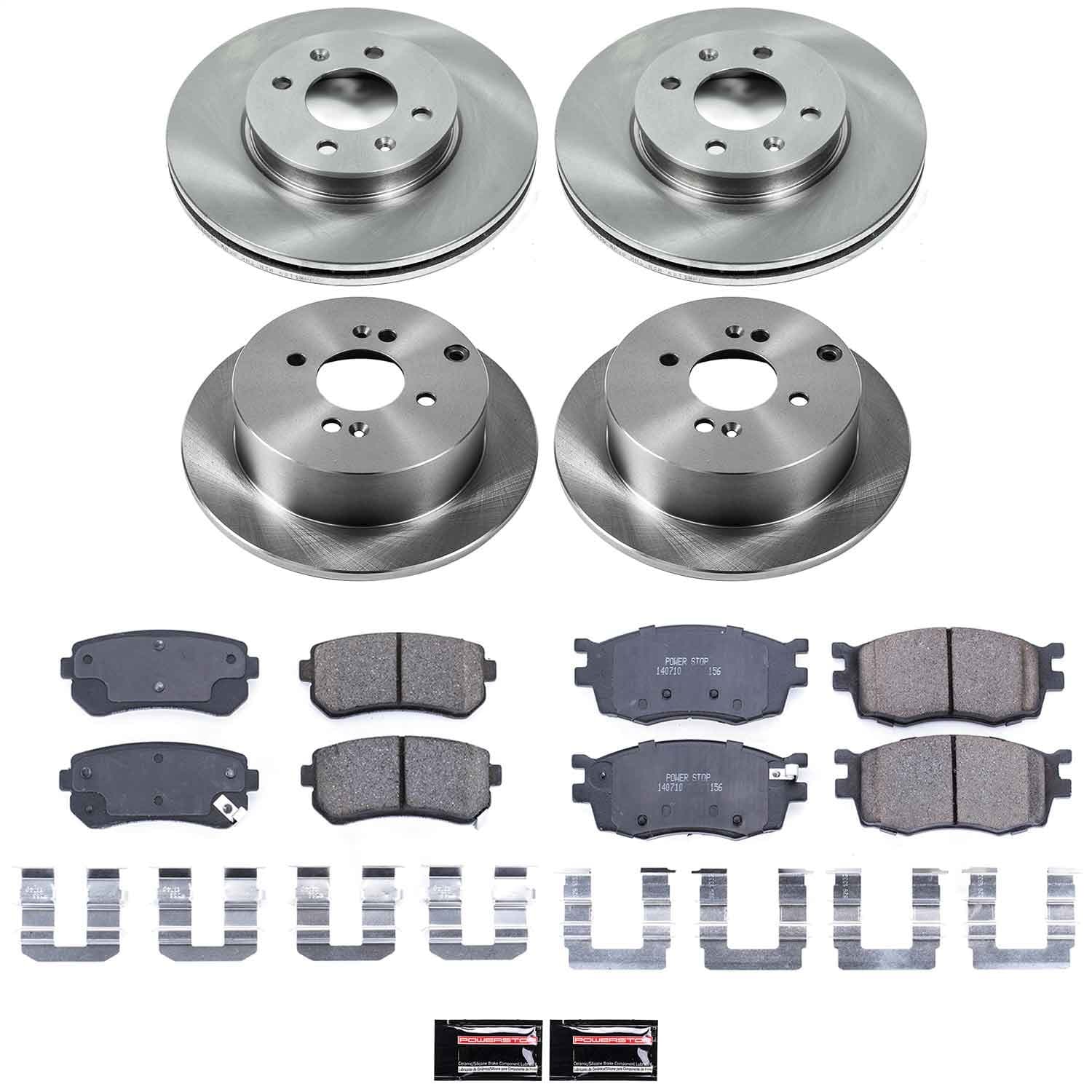 Power Stop - KOE4091 - Front and Rear - Disc Brake Pad and Rotor Kit image 1