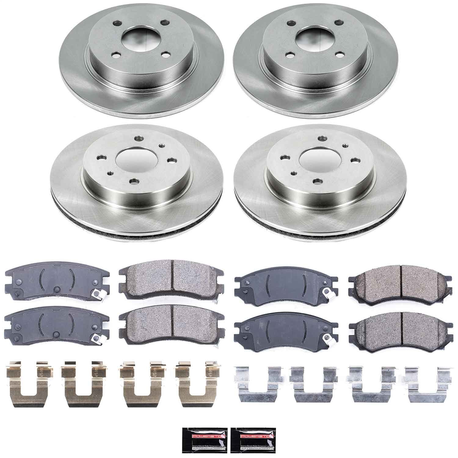 Power Stop - KOE4378 - Front and Rear - Disc Brake Pad and Rotor Kit image 1