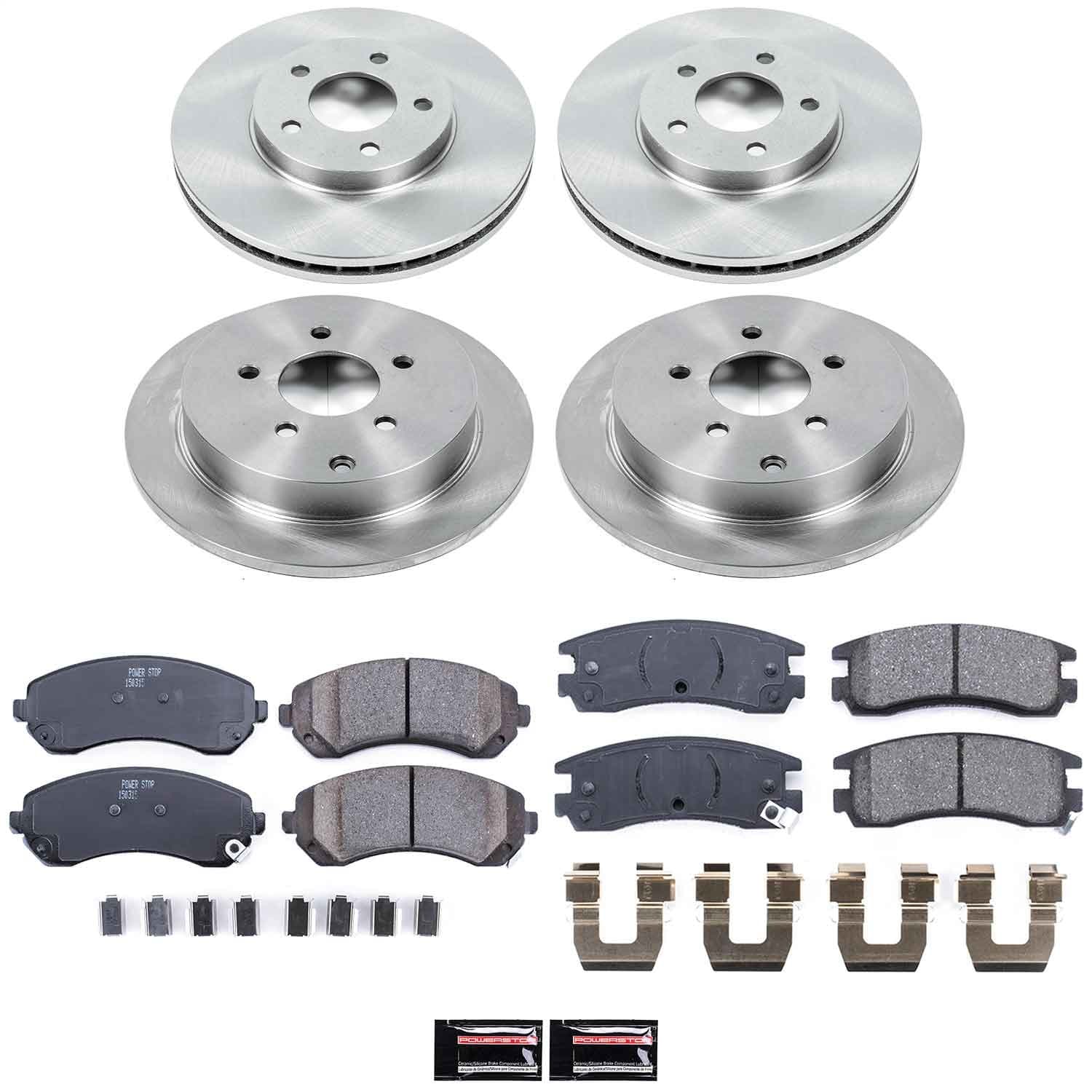 Power Stop - KOE4383 - Front and Rear - Disc Brake Pad and Rotor Kit image 1