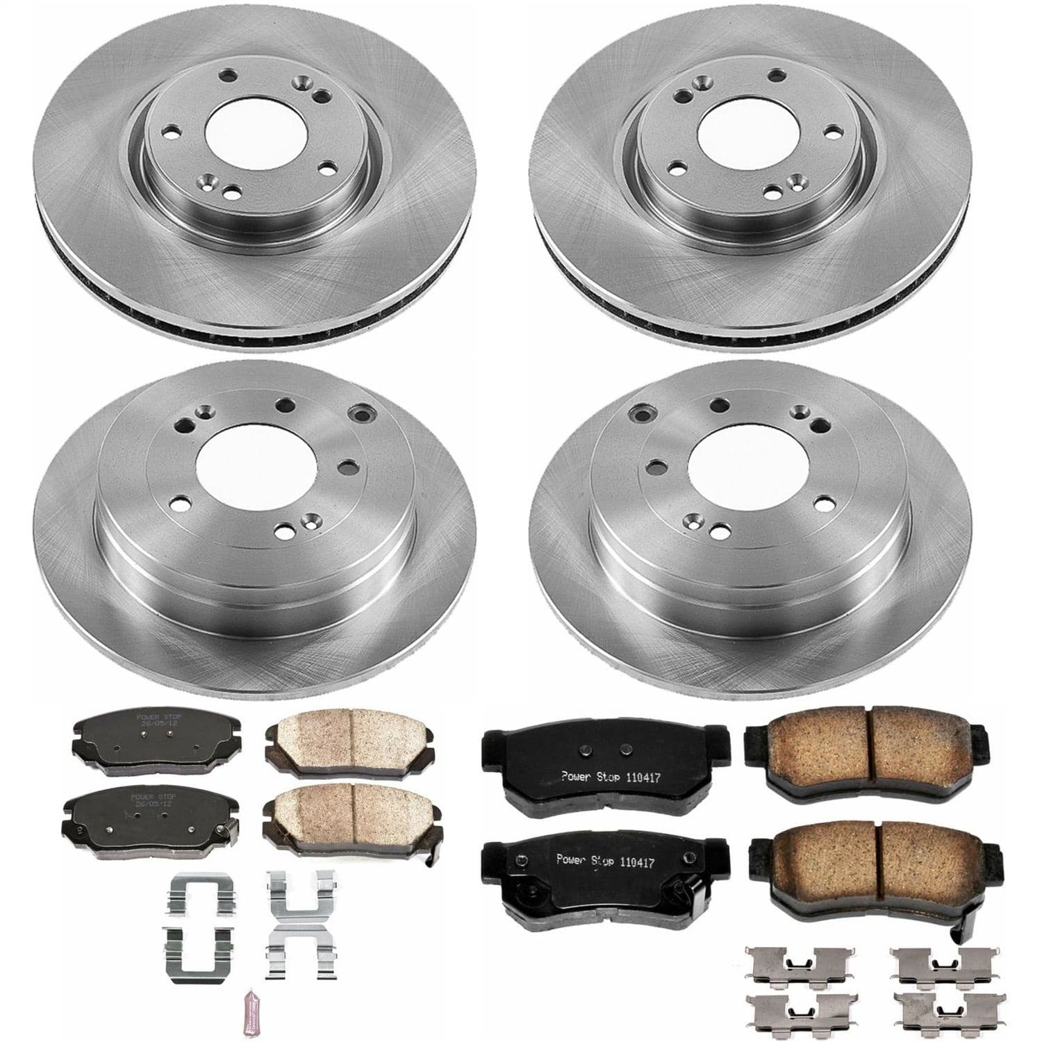 Power Stop - KOE4440 - Front and Rear - Disc Brake Pad and Rotor Kit image 1