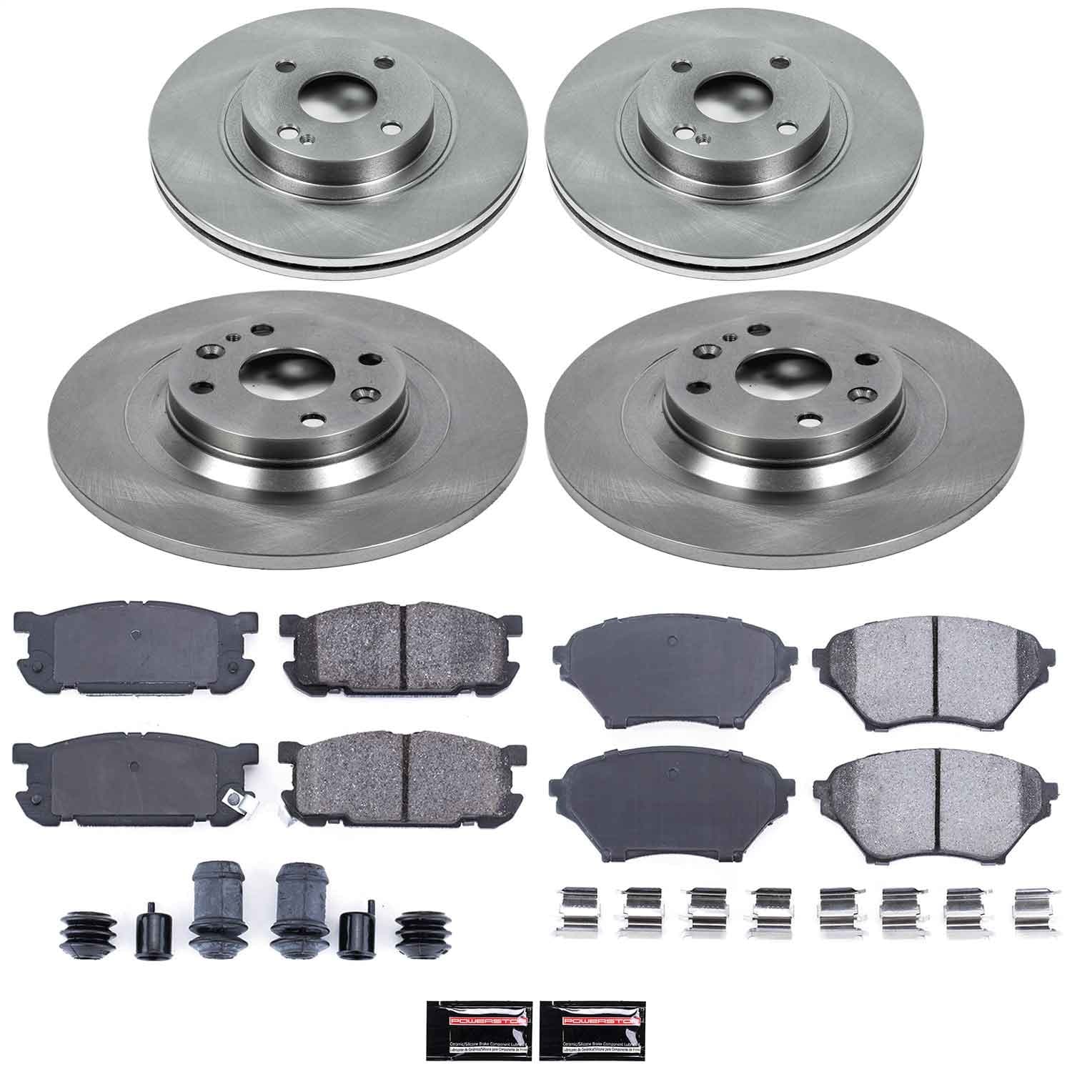 Power Stop - KOE4468 - Front and Rear - Disc Brake Pad and Rotor Kit image 1