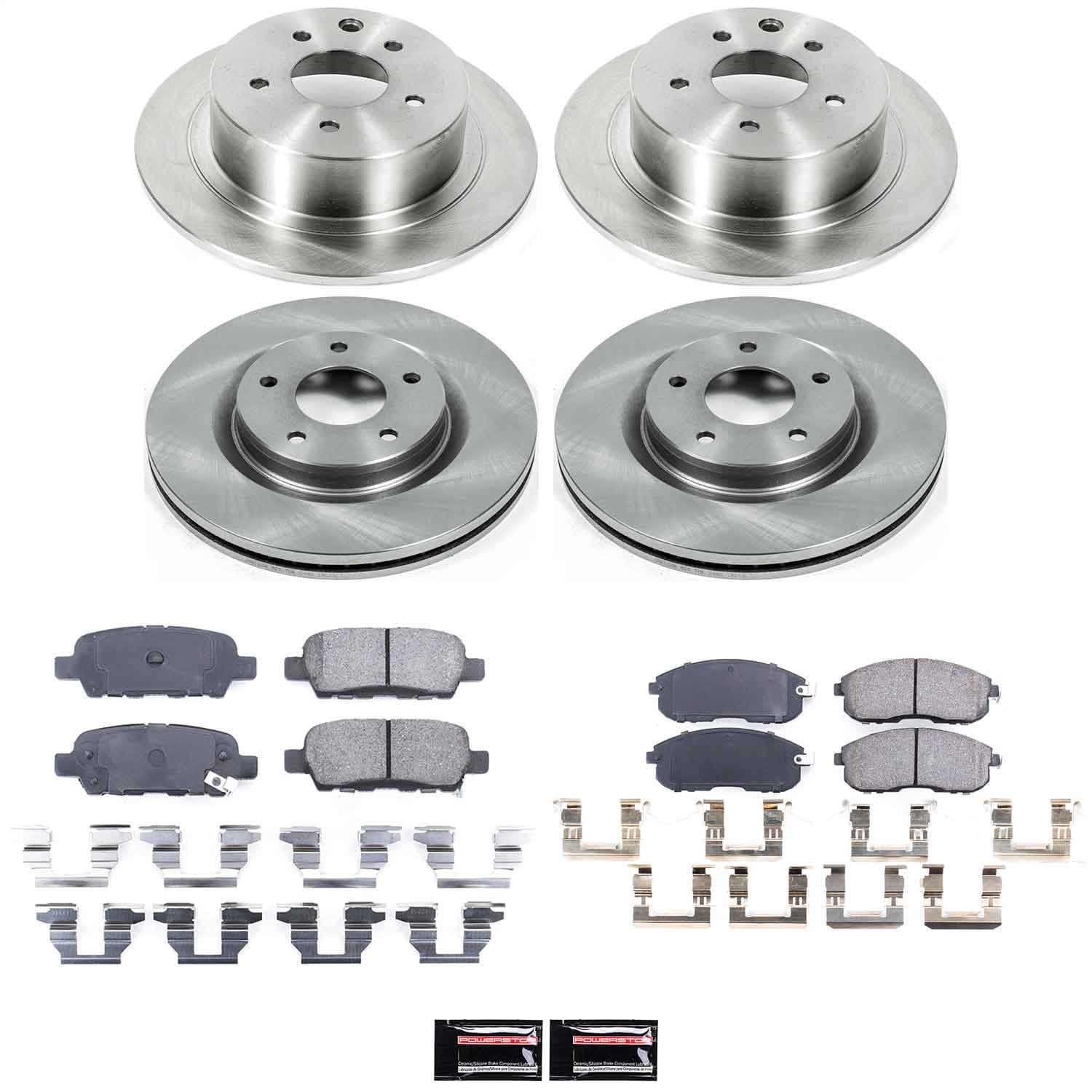 Power Stop - KOE6095 - Front and Rear - Disc Brake Pad and Rotor Kit image 1