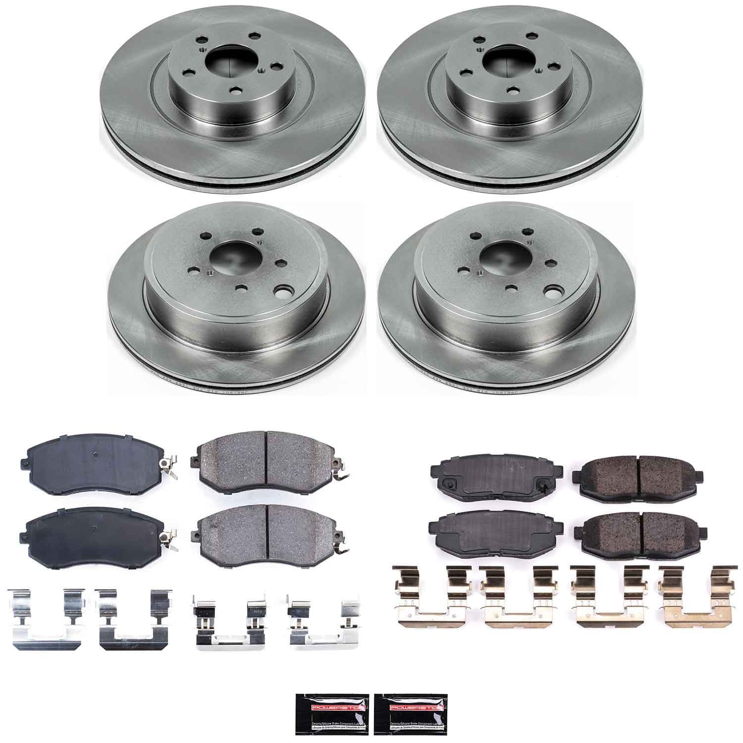 Power Stop - KOE6164 - Front and Rear - Disc Brake Pad and Rotor Kit image 1
