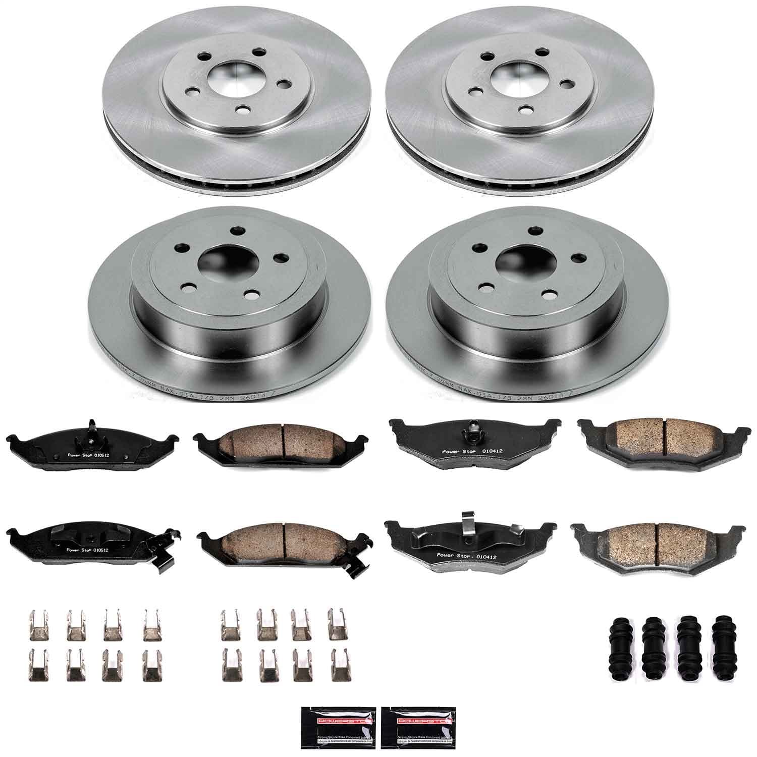 Power Stop - KOE6265 - Front and Rear - Disc Brake Pad and Rotor Kit image 1