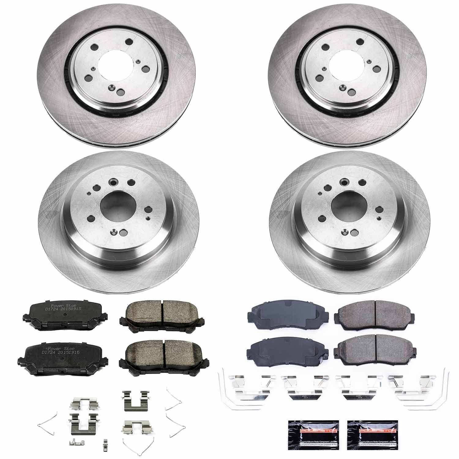 Power Stop - KOE8613 - Front and Rear - Disc Brake Pad and Rotor Kit image 1