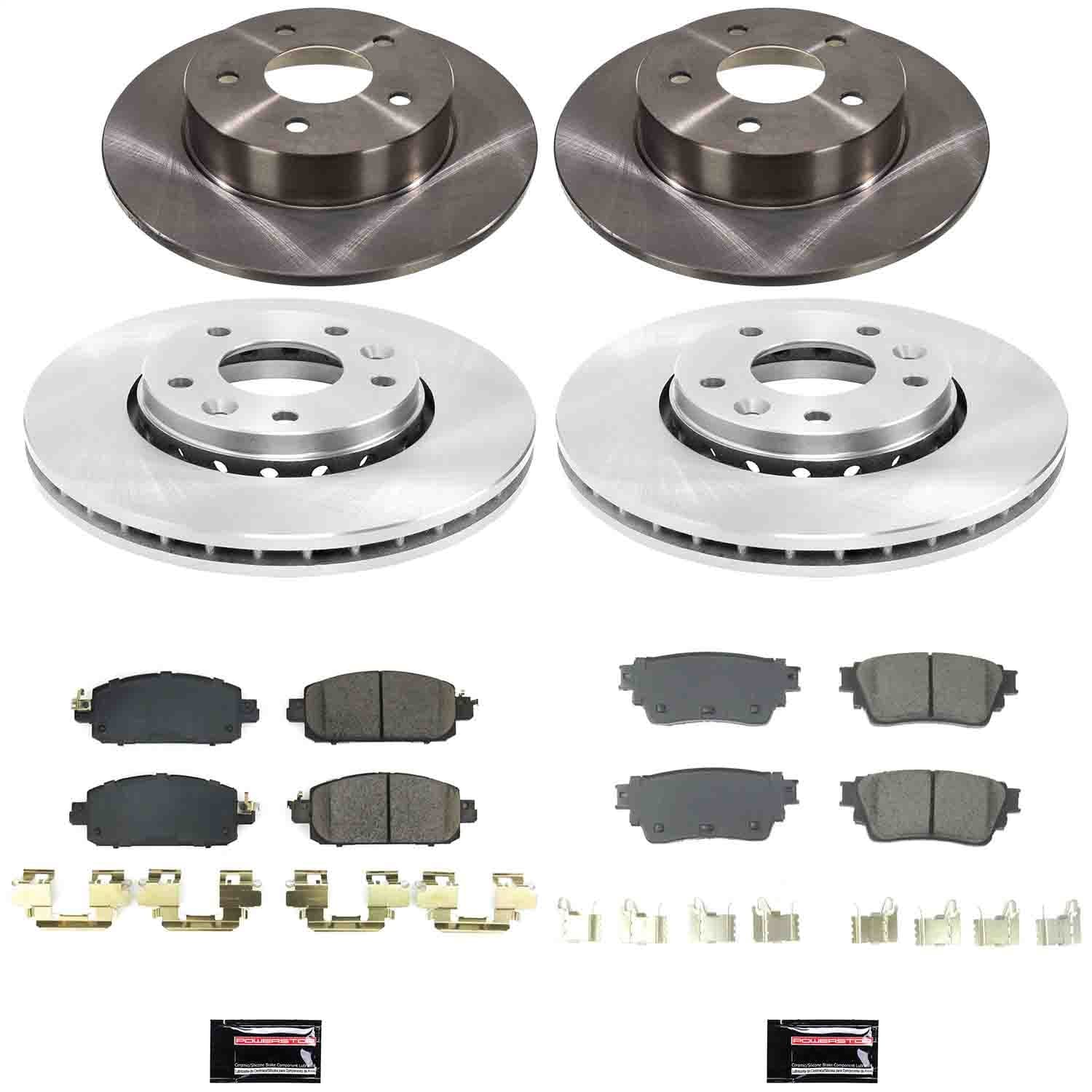 Power Stop - KOE9182 - Front and Rear - Disc Brake Pad and Rotor Kit image 1