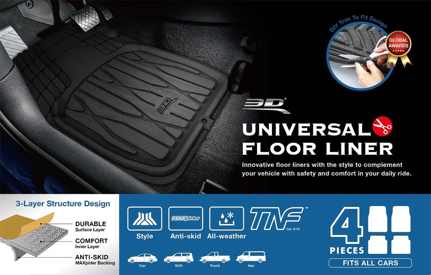 3D MAXpider - 2099L-09-FR4 - Front and Rear - Floor Mat Set image 4