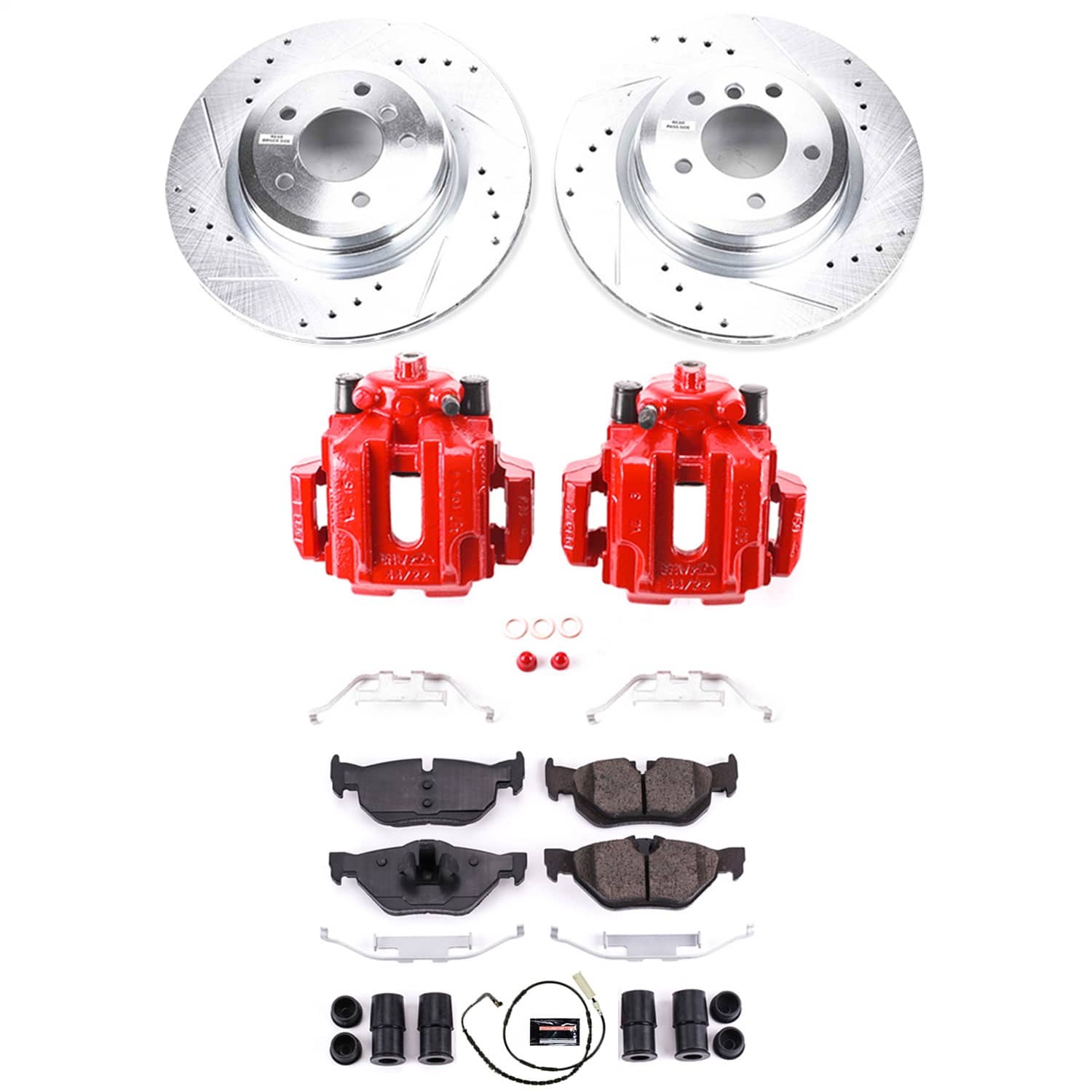 Power Stop - KC044 - Rear - Disc Brake Pad/Caliper and Rotor Kit