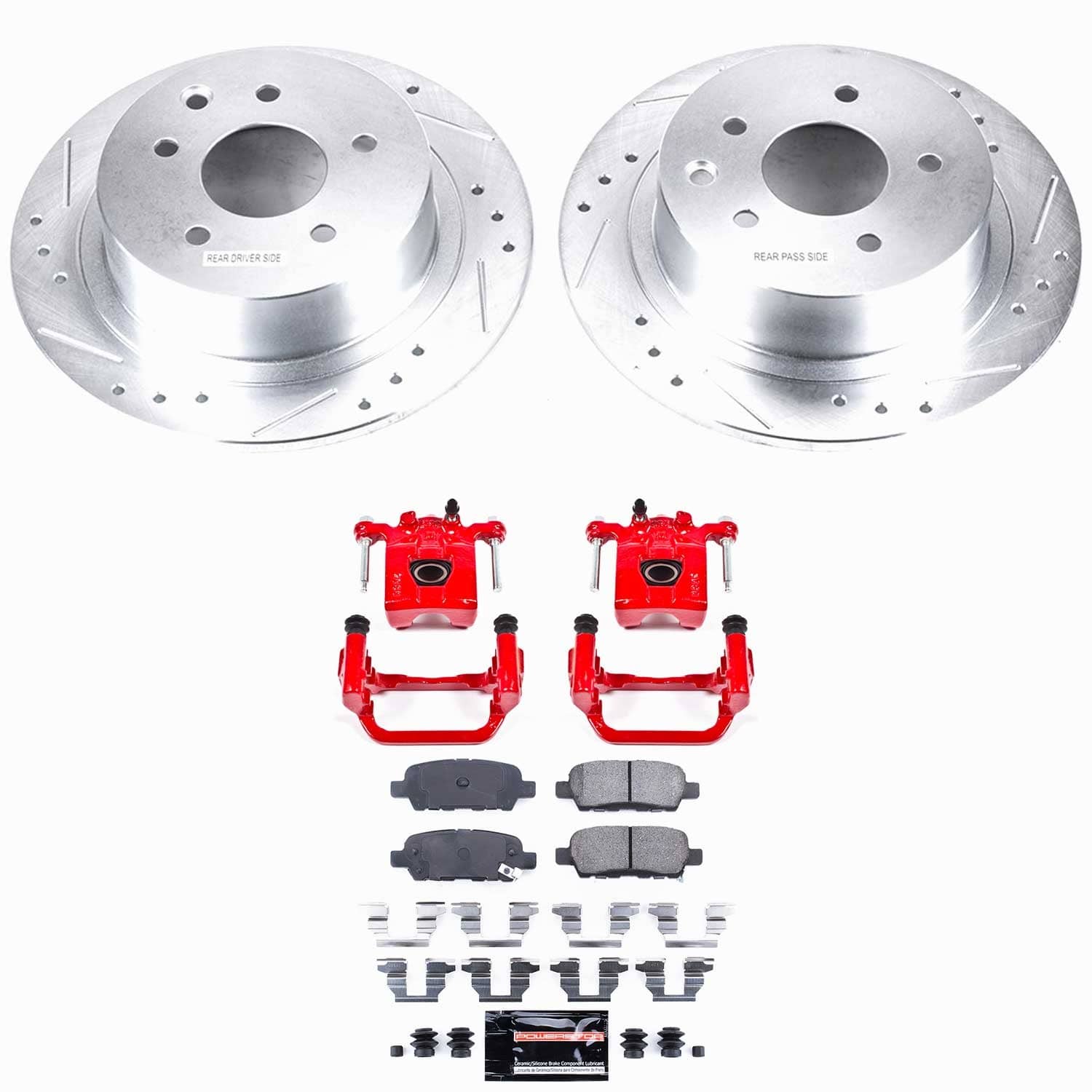 Power Stop - KC098A - Rear - Disc Brake Pad/Caliper and Rotor Kit