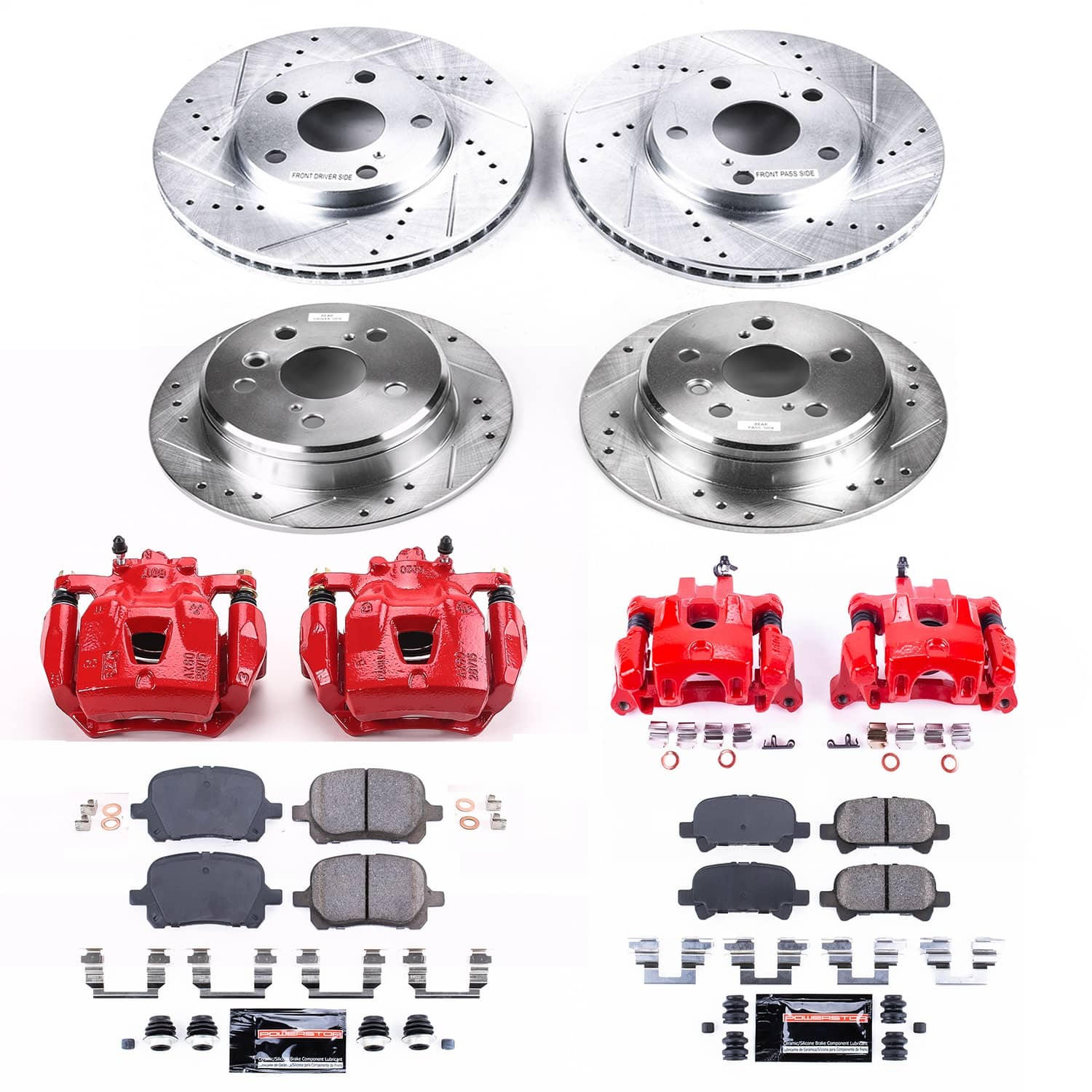 Power Stop - KC1060A - Front and Rear - Disc Brake Pad/Caliper and Rotor Kit