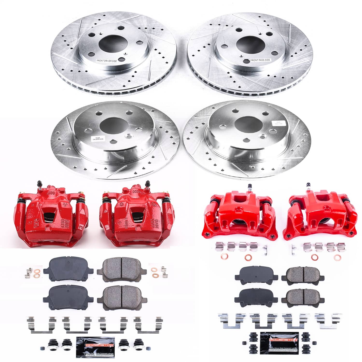 Power Stop - KC1063 - Front and Rear - Disc Brake Pad/Caliper and Rotor Kit