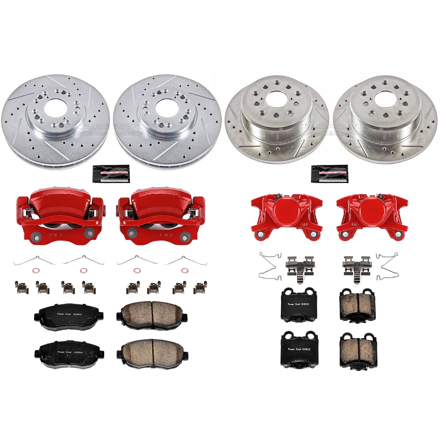 Power Stop - KC1079A - Front and Rear - Disc Brake Pad/Caliper and Rotor Kit