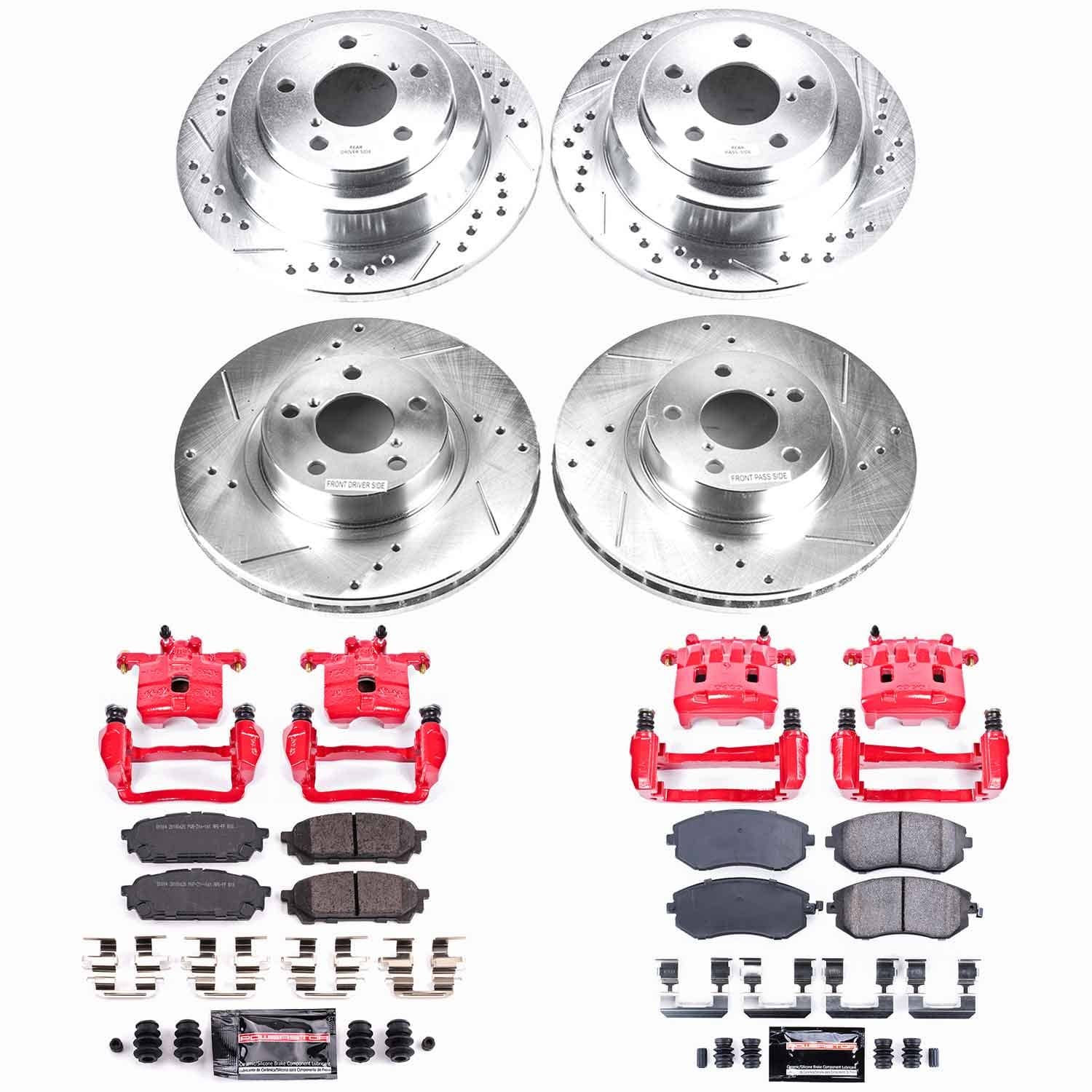 Power Stop - KC1127 - Front and Rear - Disc Brake Pad/Caliper and Rotor Kit