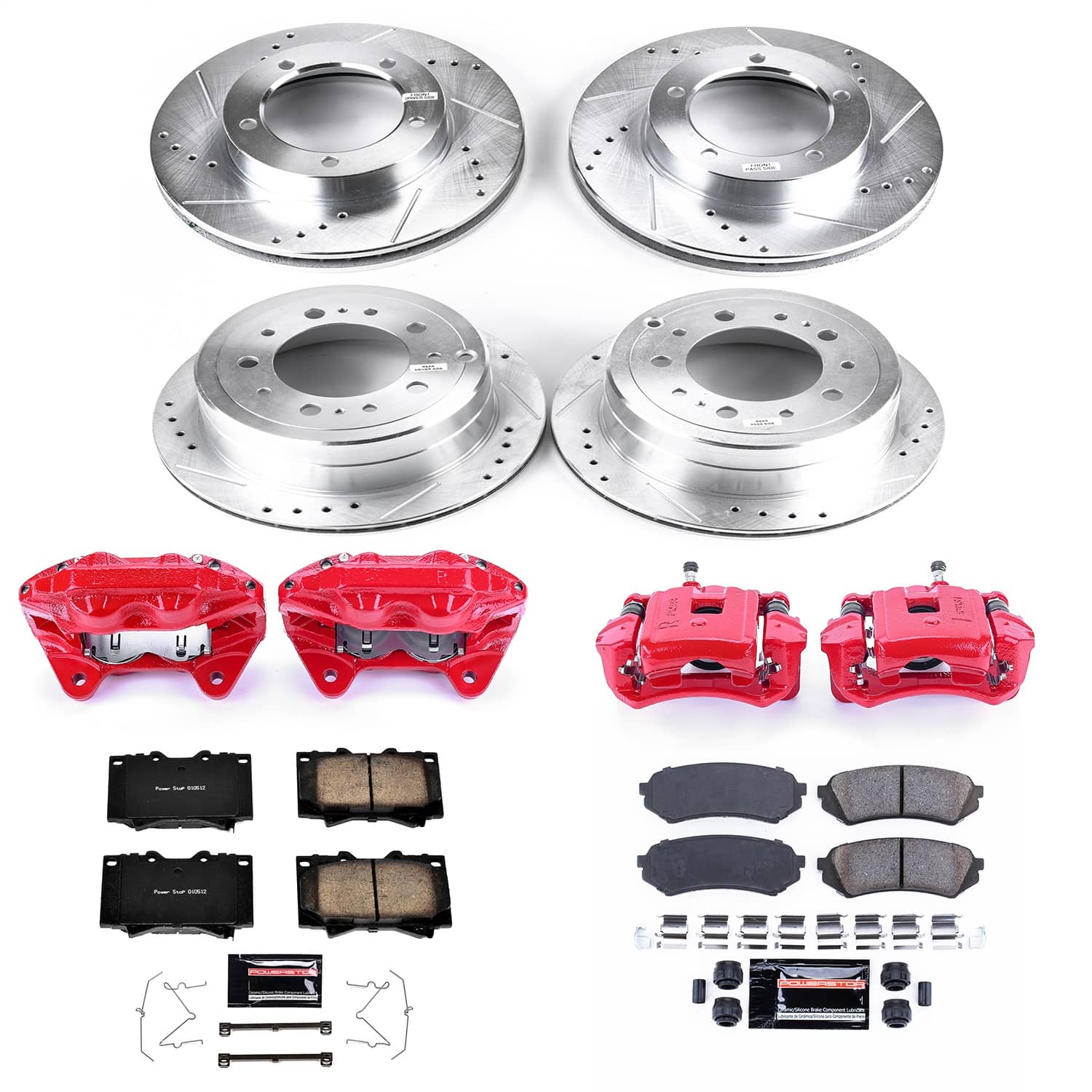 Power Stop - KC1133A - Front and Rear - Disc Brake Pad/Caliper and Rotor Kit