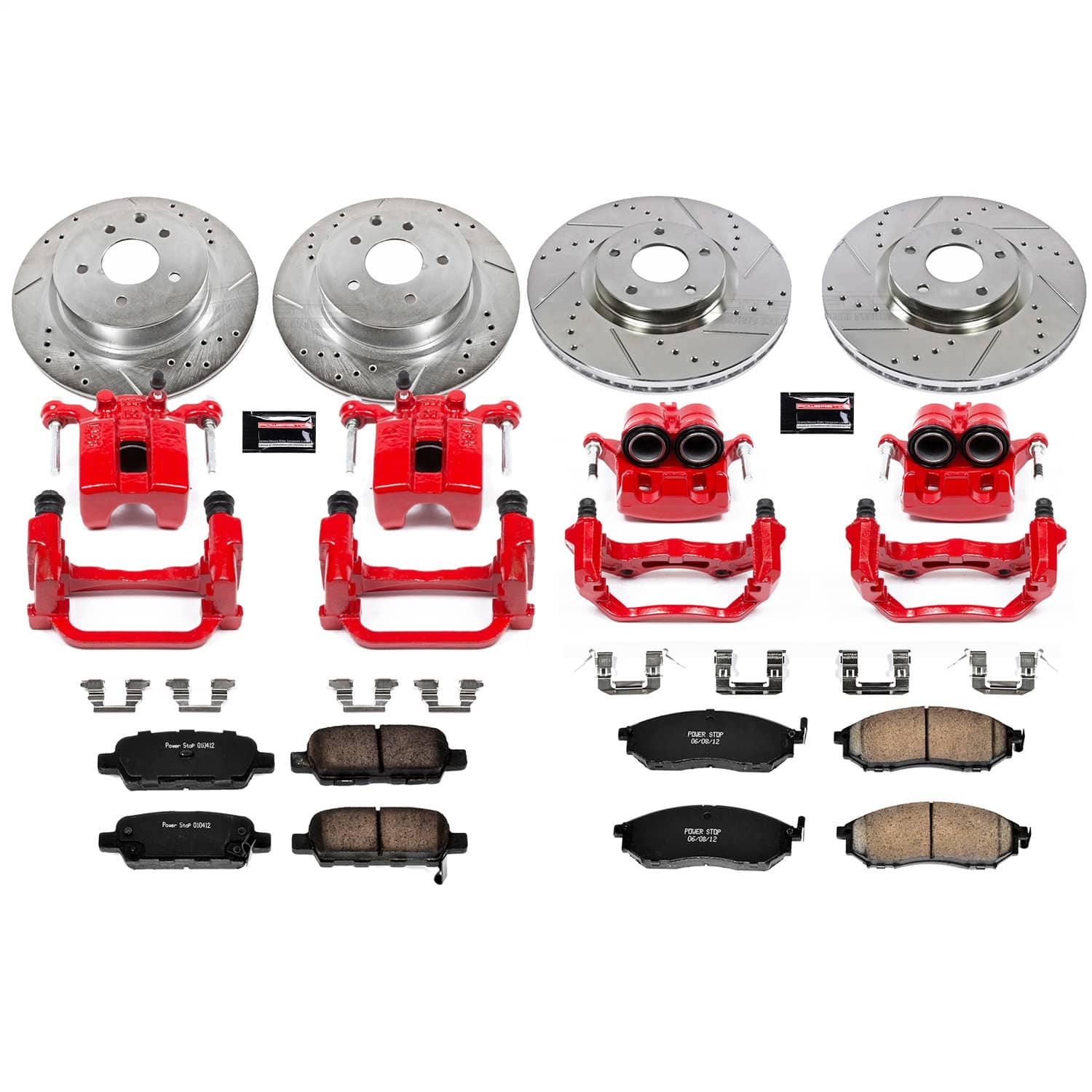 Power Stop - KC114 - Front and Rear - Disc Brake Pad/Caliper and Rotor Kit