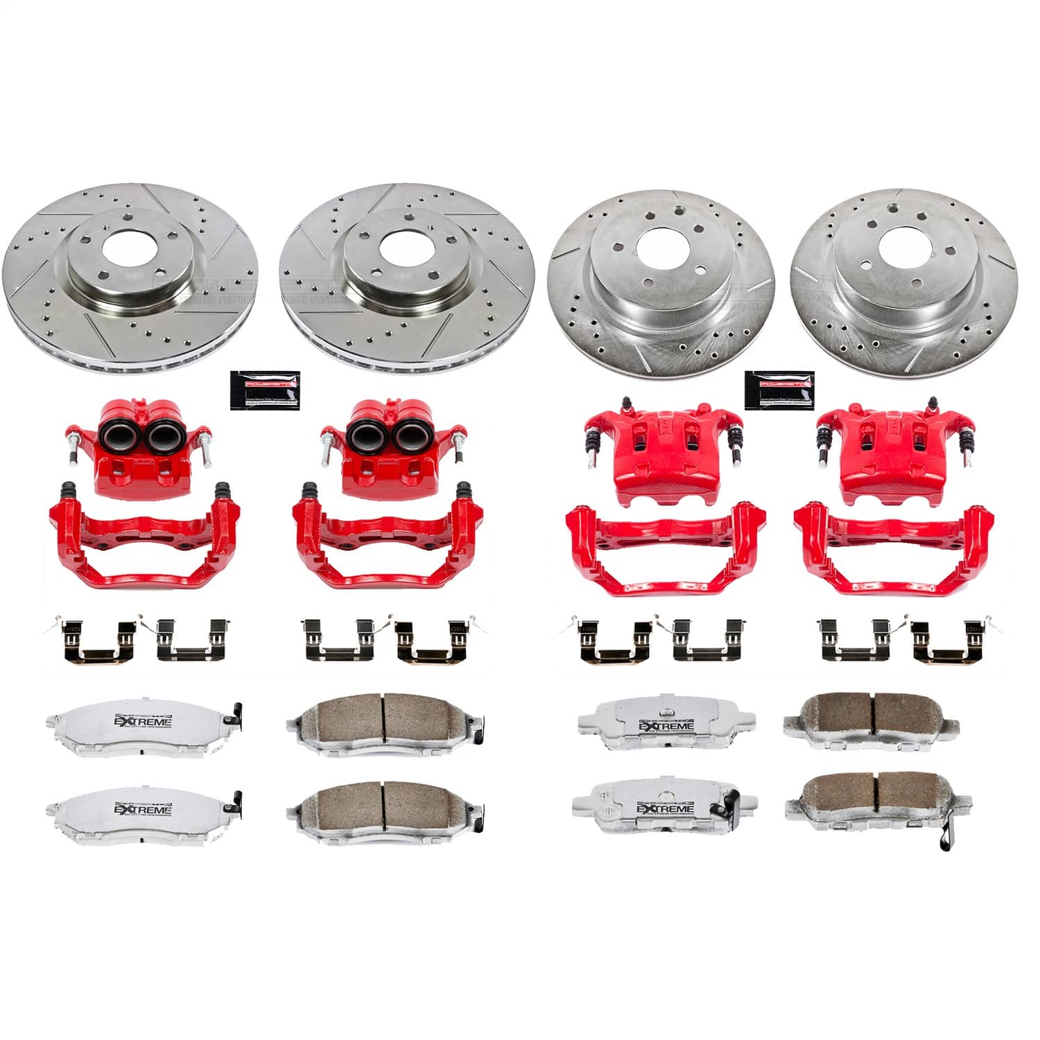 Power Stop - KC114A-26 - Front and Rear - Disc Brake Pad/Caliper and Rotor Kit