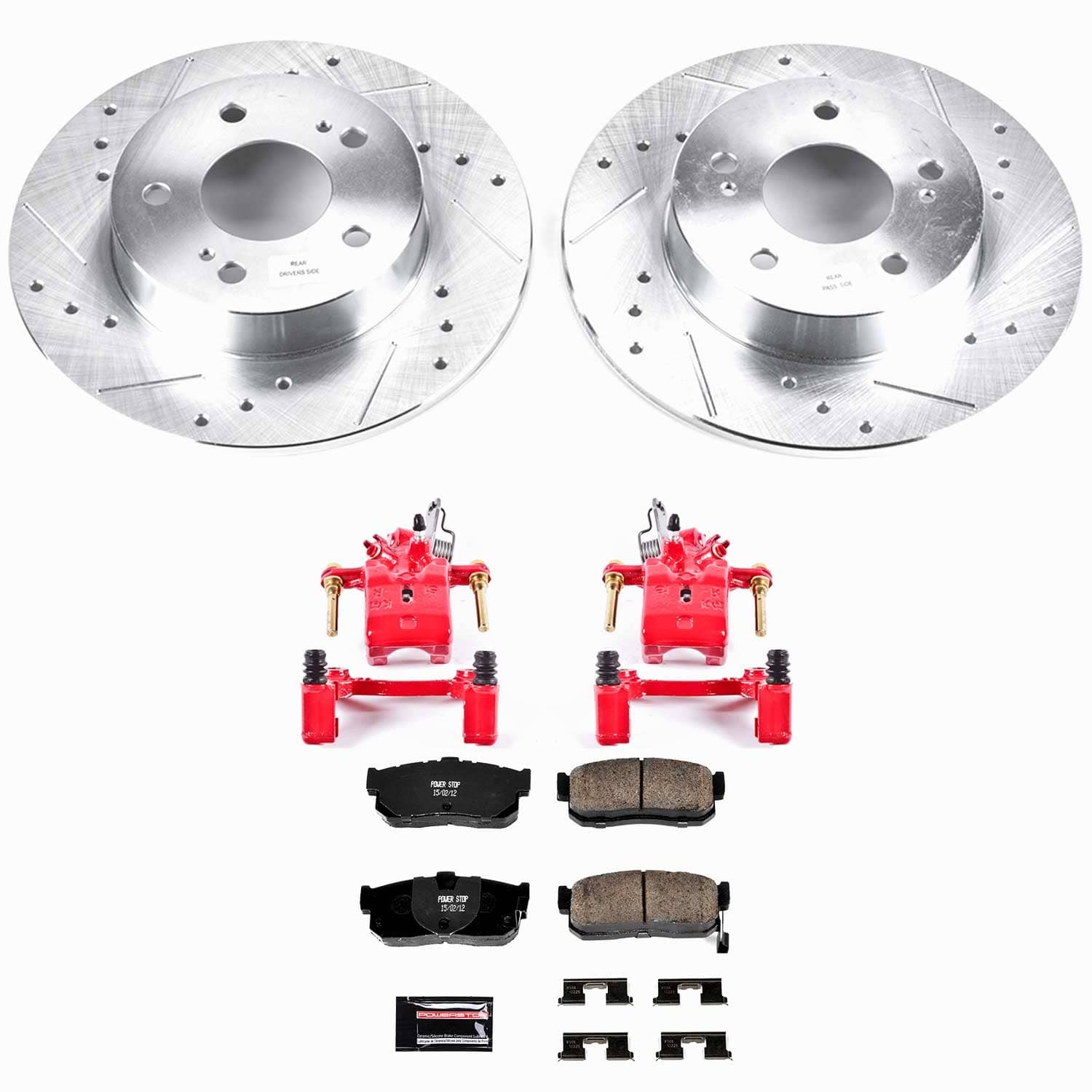 Power Stop - KC1168 - Rear - Disc Brake Pad/Caliper and Rotor Kit