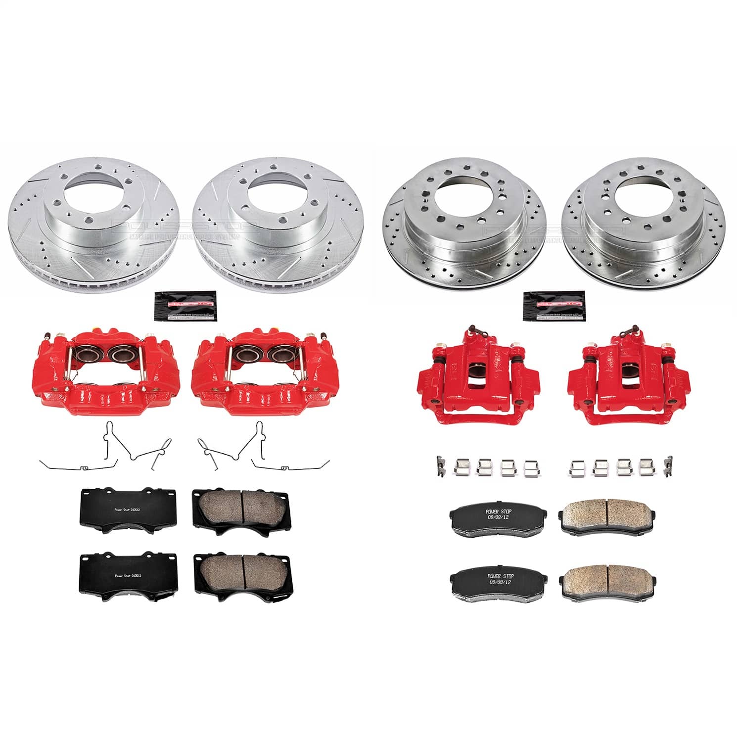 Power Stop - KC138 - Front and Rear - Disc Brake Pad/Caliper and Rotor Kit