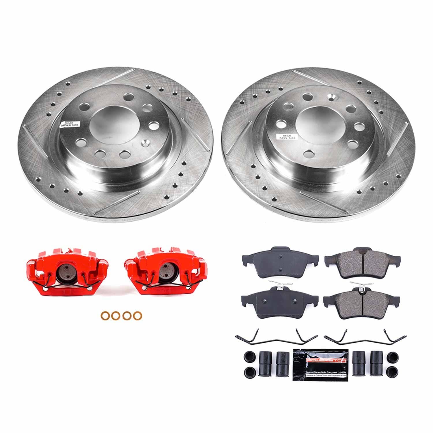 Power Stop - KC1436 - Rear - Disc Brake Pad/Caliper and Rotor Kit