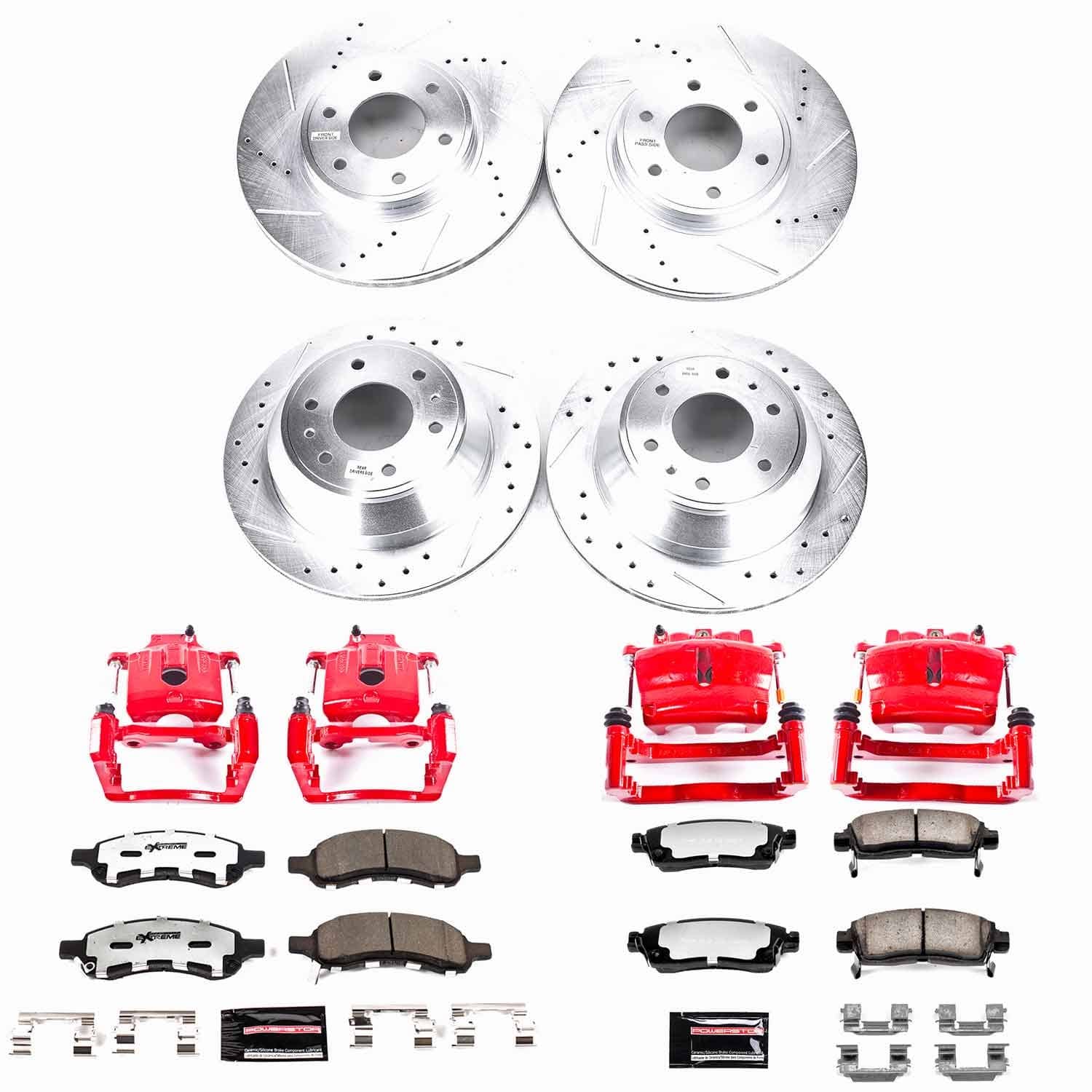 Power Stop - KC1454-36 - Front and Rear - Disc Brake Pad/Caliper and Rotor Kit