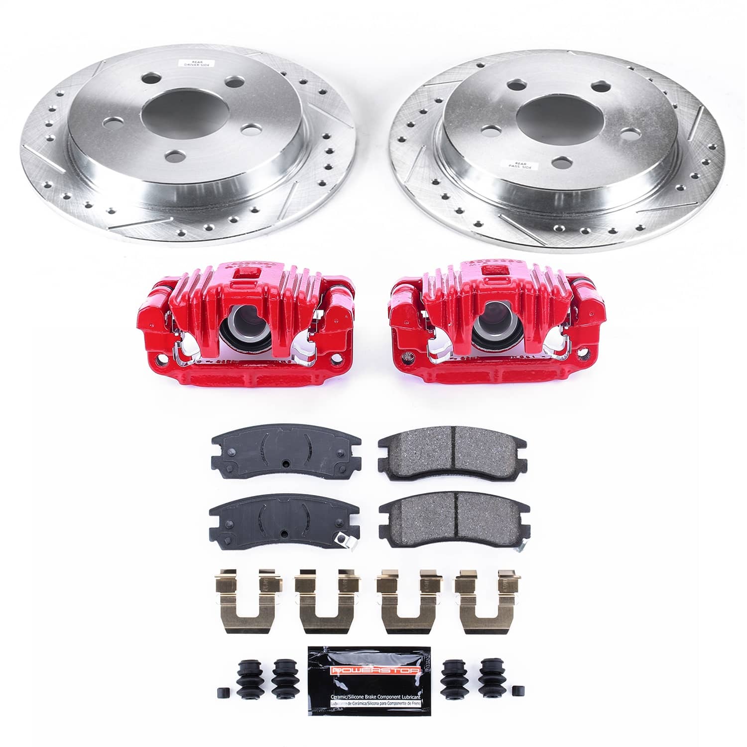 Power Stop - KC1558A - Rear - Disc Brake Pad/Caliper and Rotor Kit