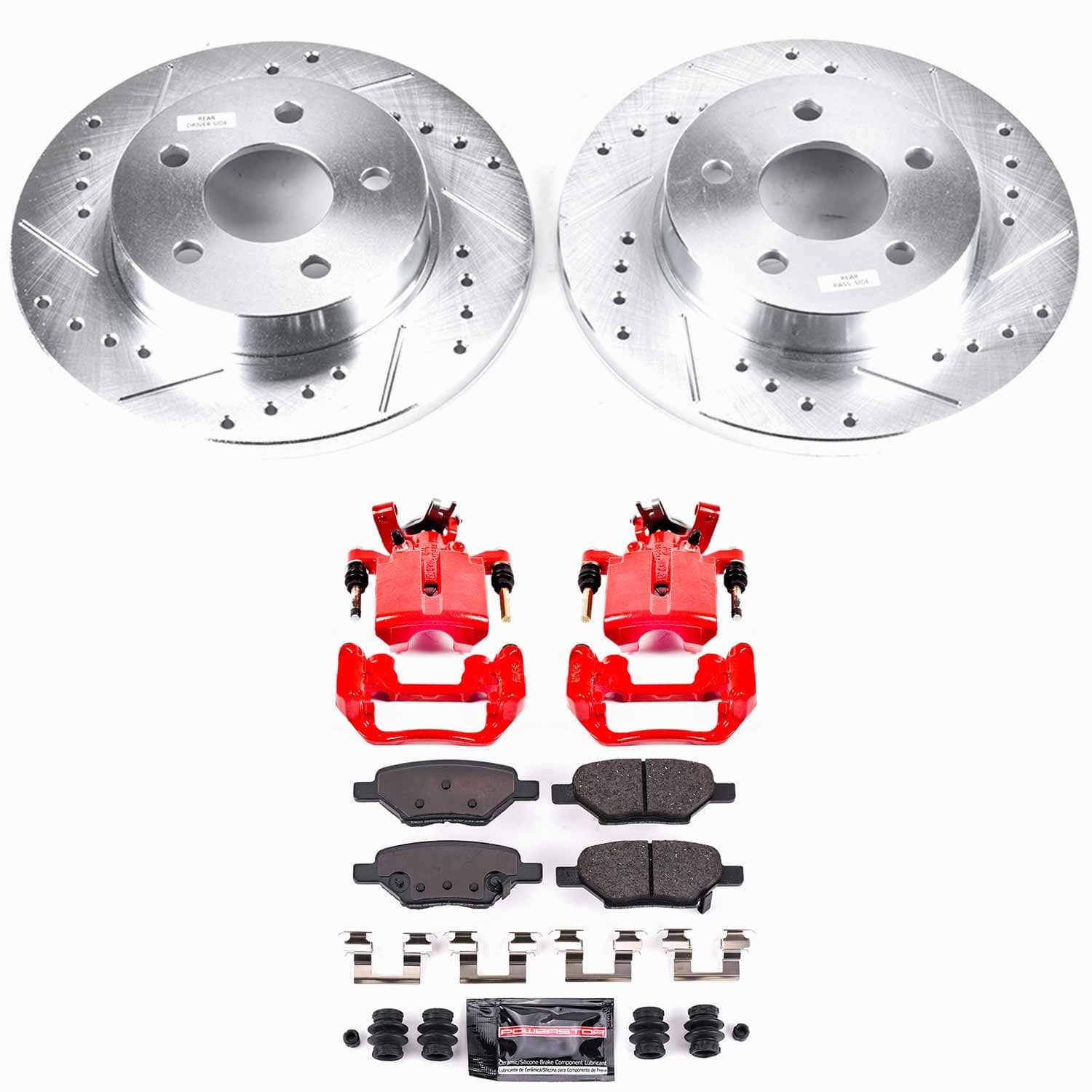 Power Stop - KC1616 - Rear - Disc Brake Pad/Caliper and Rotor Kit