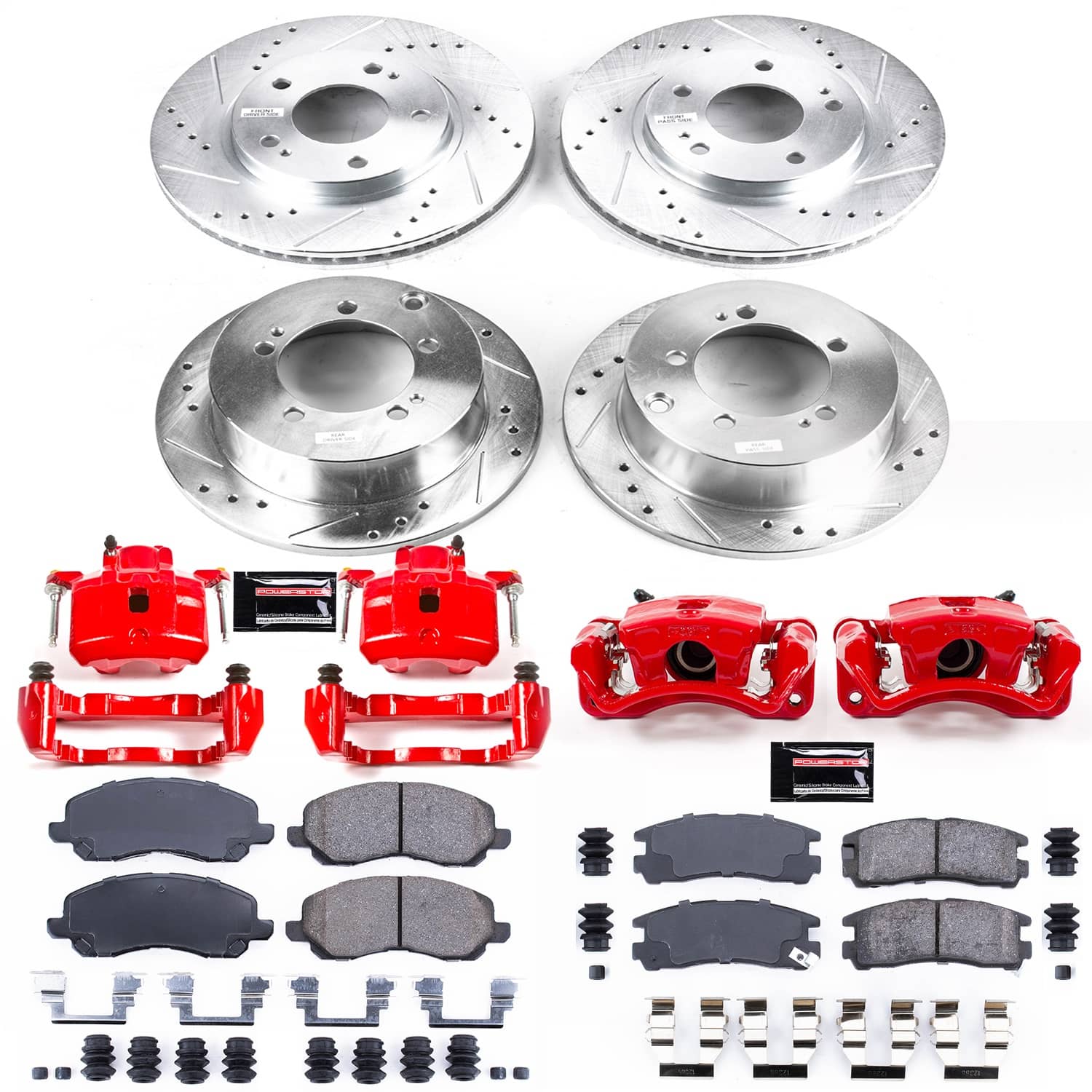 Power Stop - KC1683 - Front and Rear - Disc Brake Pad/Caliper and Rotor Kit
