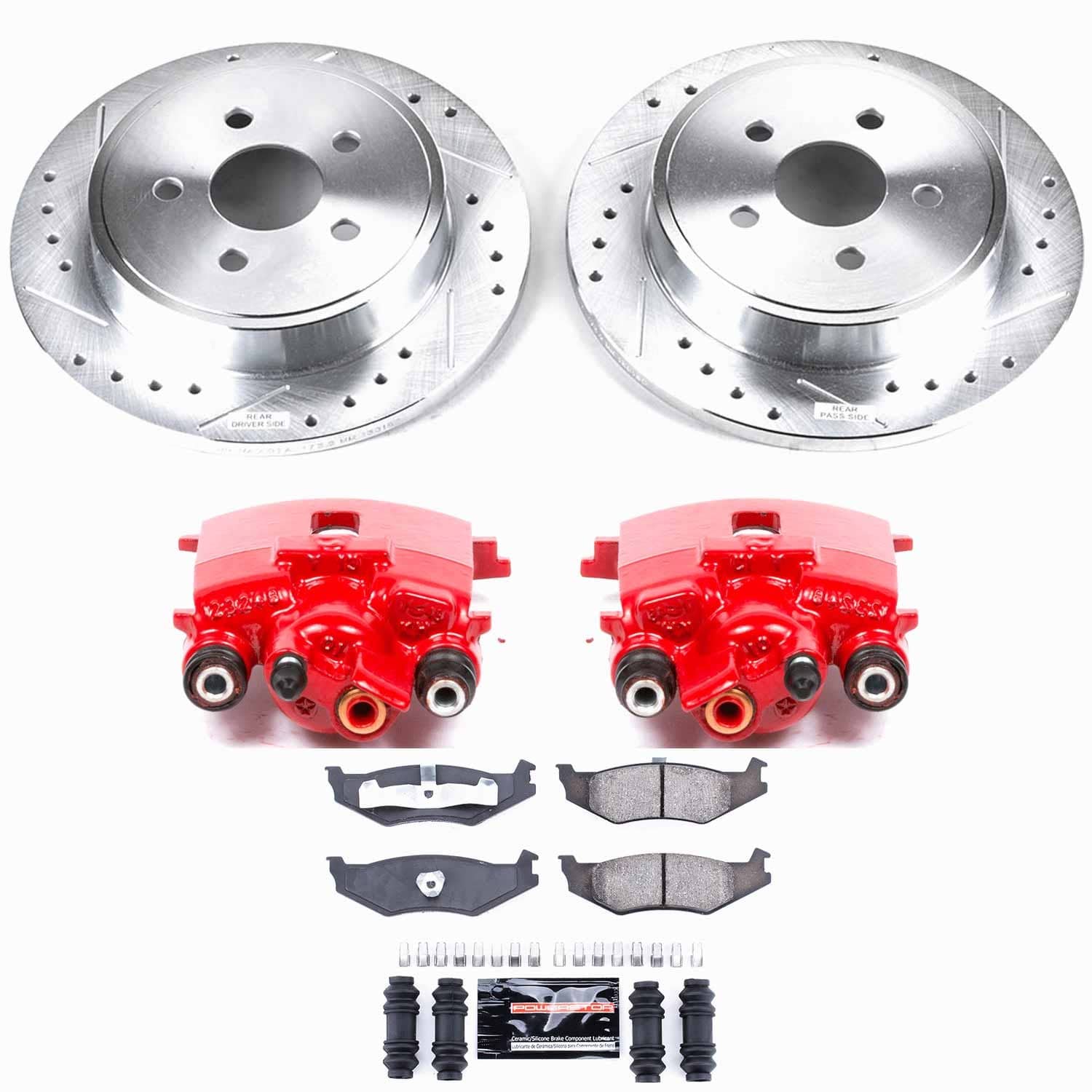 Power Stop - KC1709 - Rear - Disc Brake Pad/Caliper and Rotor Kit