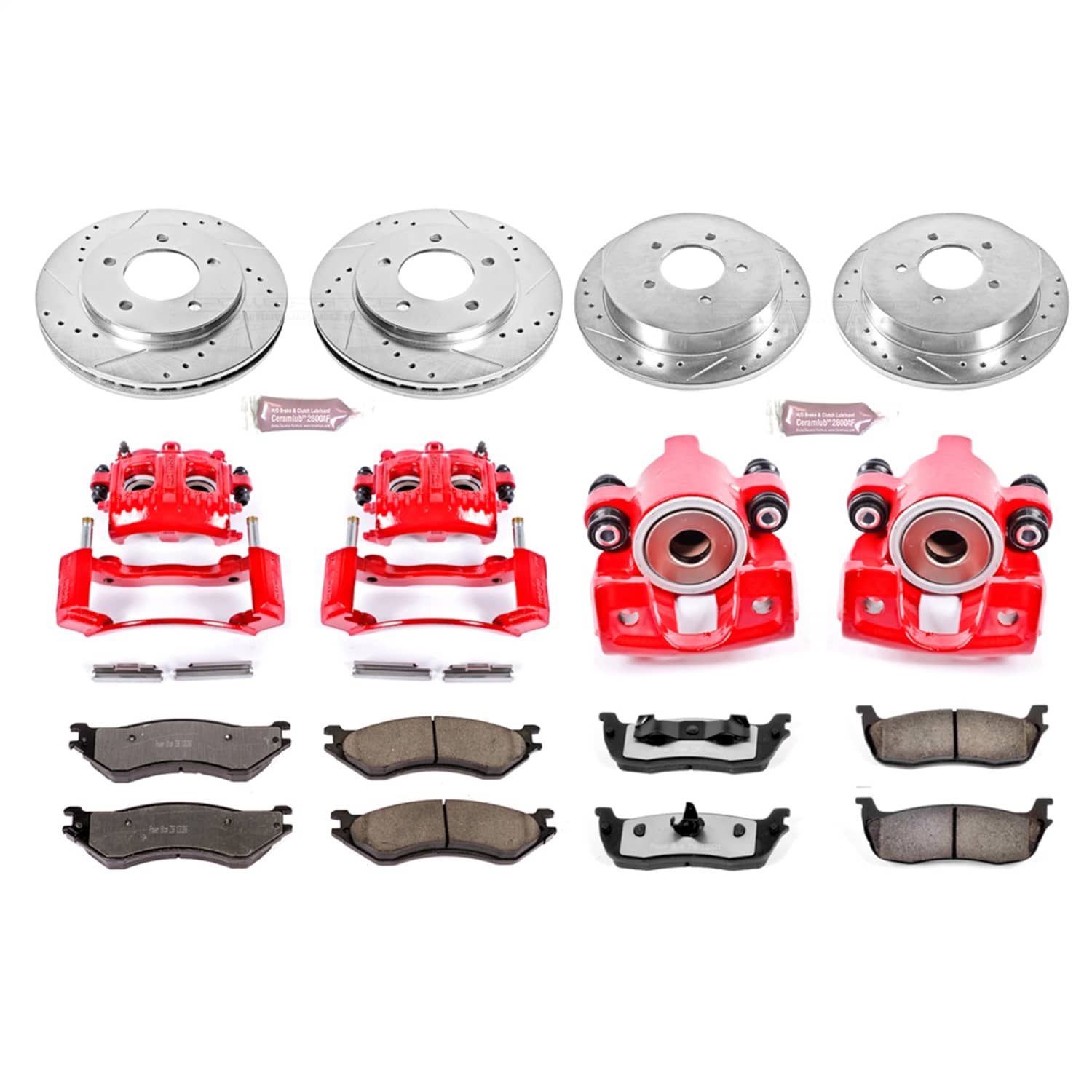 Power Stop - KC1870-36 - Front and Rear - Disc Brake Pad/Caliper and Rotor Kit