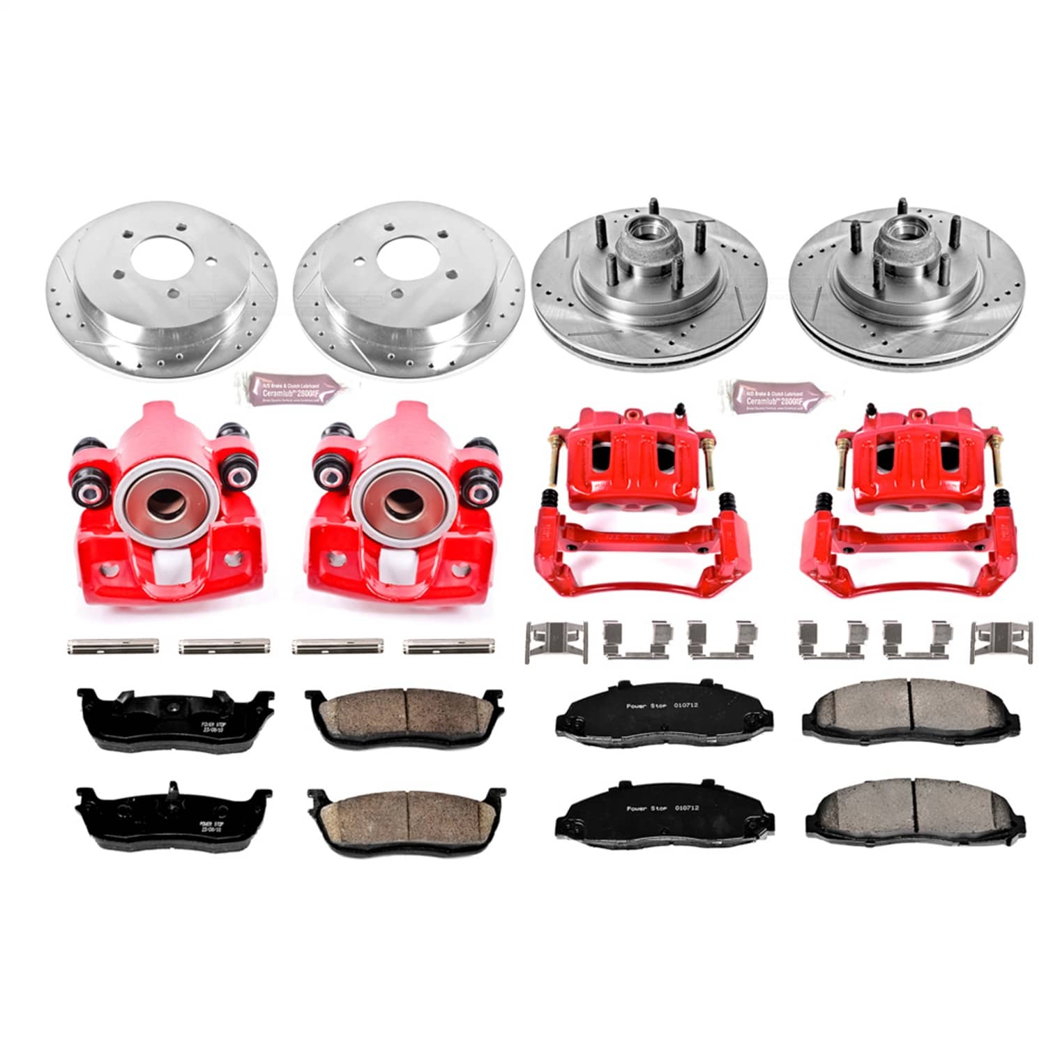 Power Stop - KC1915 - Front and Rear - Disc Brake Pad/Caliper and Rotor Kit