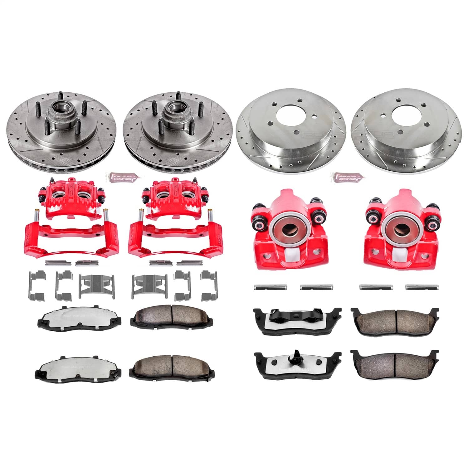 Power Stop - KC1919-36 - Front and Rear - Disc Brake Pad/Caliper and Rotor Kit