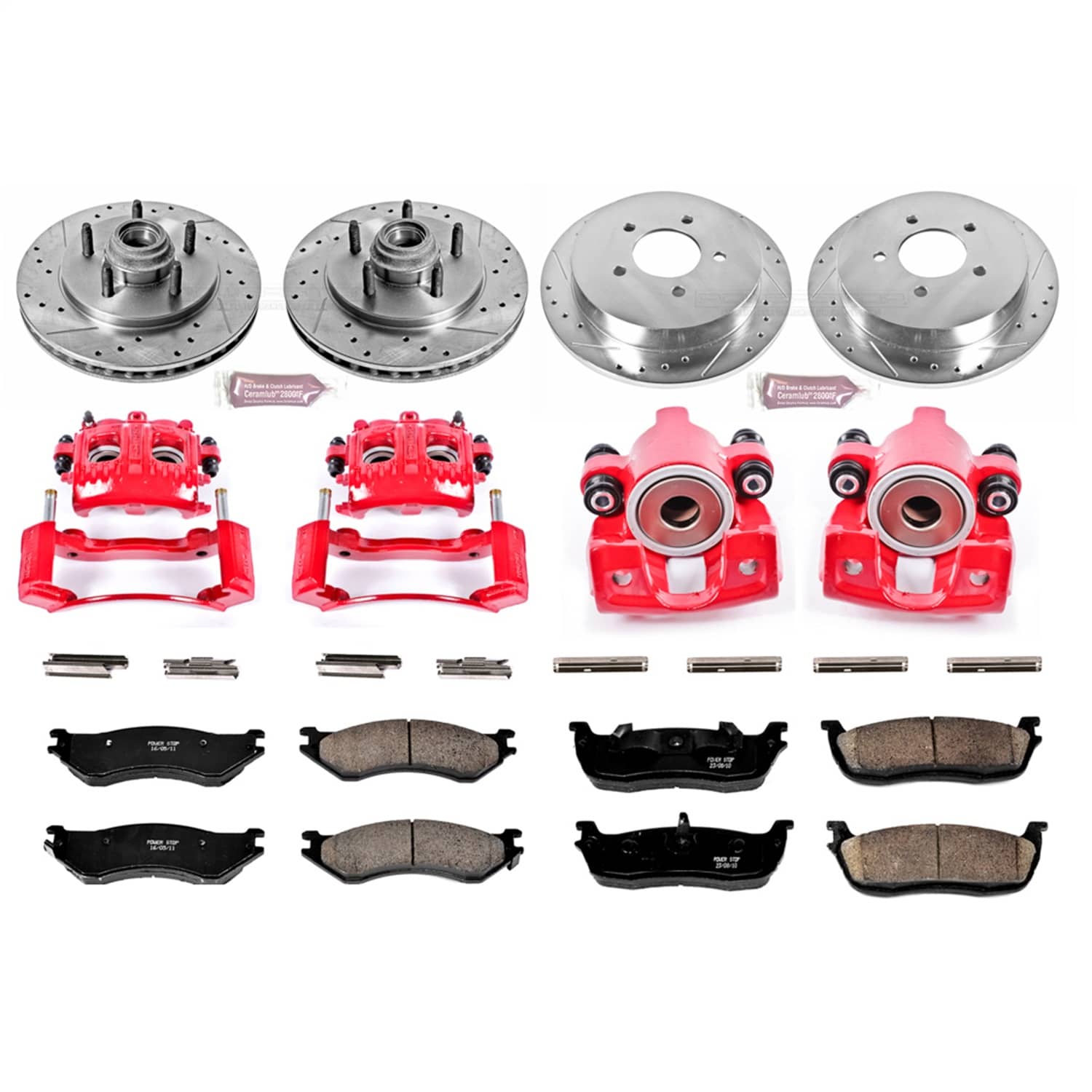 Power Stop - KC1919 - Front and Rear - Disc Brake Pad/Caliper and Rotor Kit