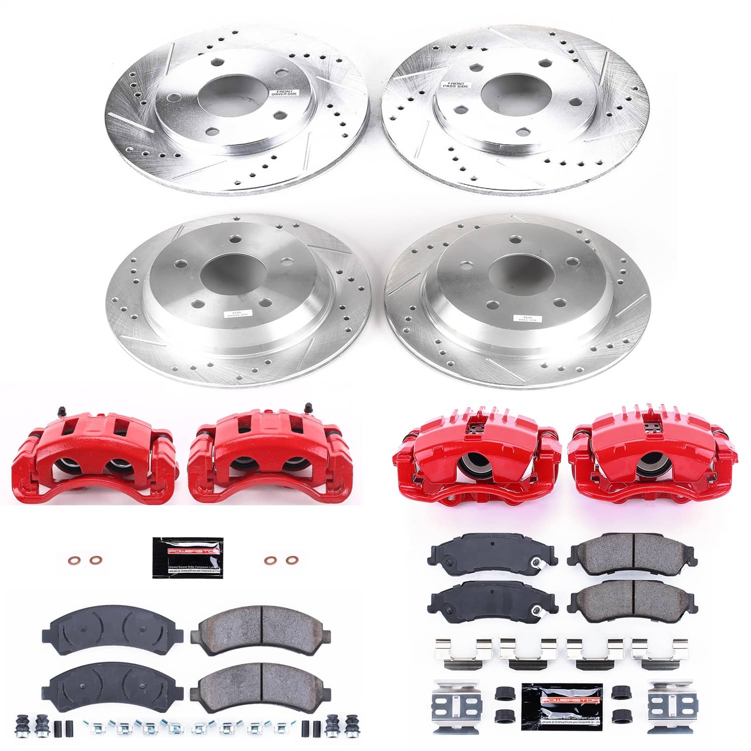 Power Stop - KC2006 - Front and Rear - Disc Brake Pad/Caliper and Rotor Kit