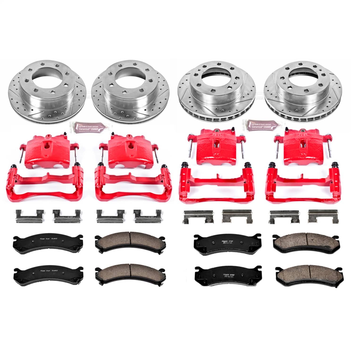 Power Stop - KC2027 - Front and Rear - Disc Brake Pad/Caliper and Rotor Kit