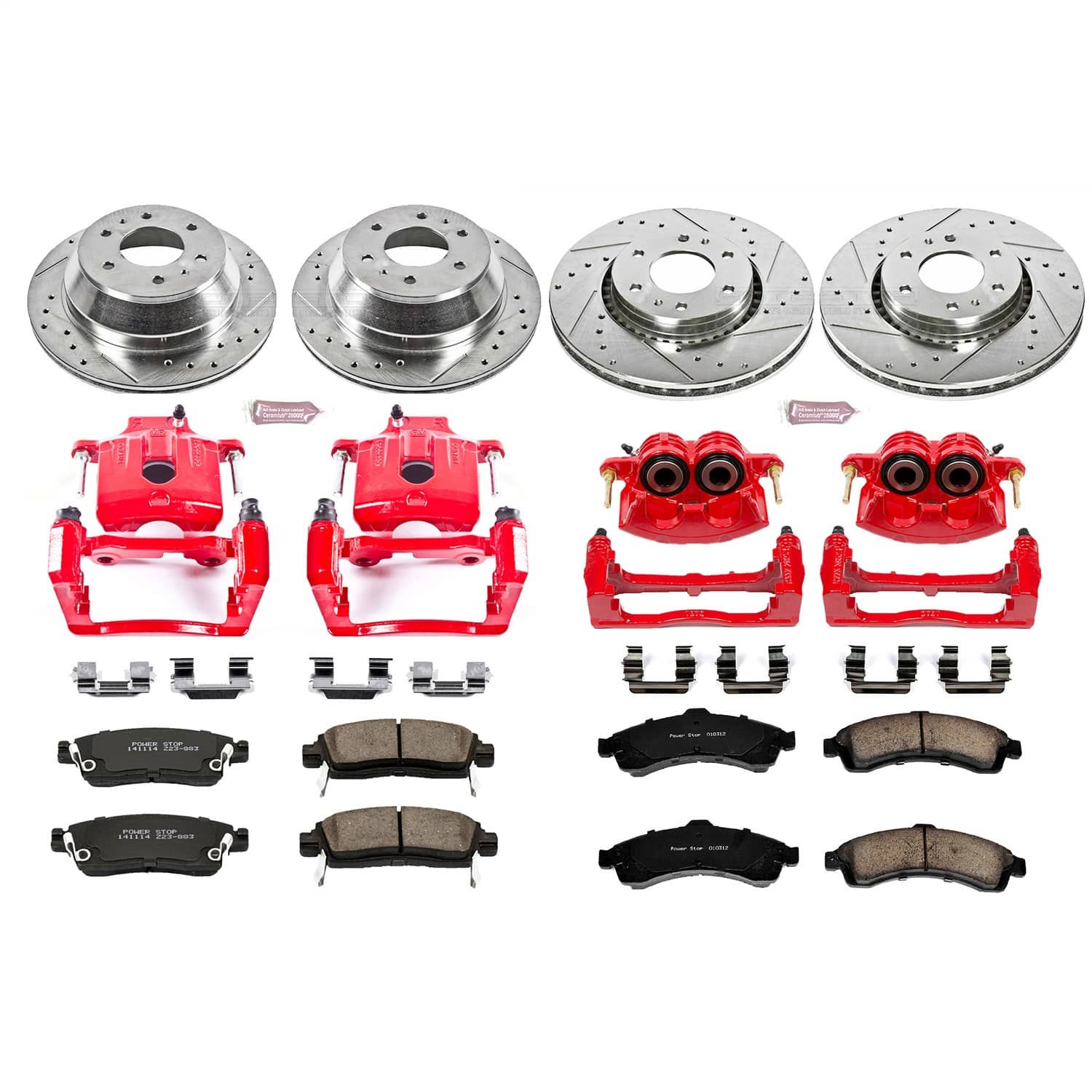 Power Stop - KC2062 - Front and Rear - Disc Brake Pad/Caliper and Rotor Kit