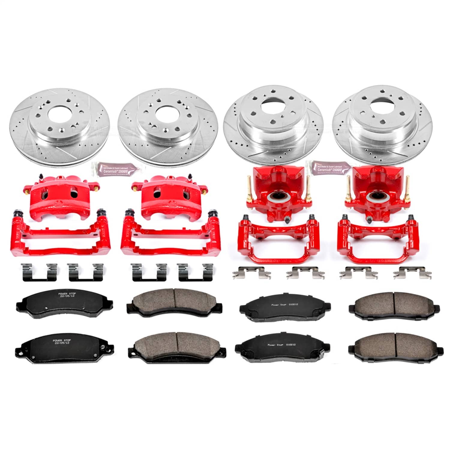 Power Stop - KC2068 - Front and Rear - Disc Brake Pad/Caliper and Rotor Kit