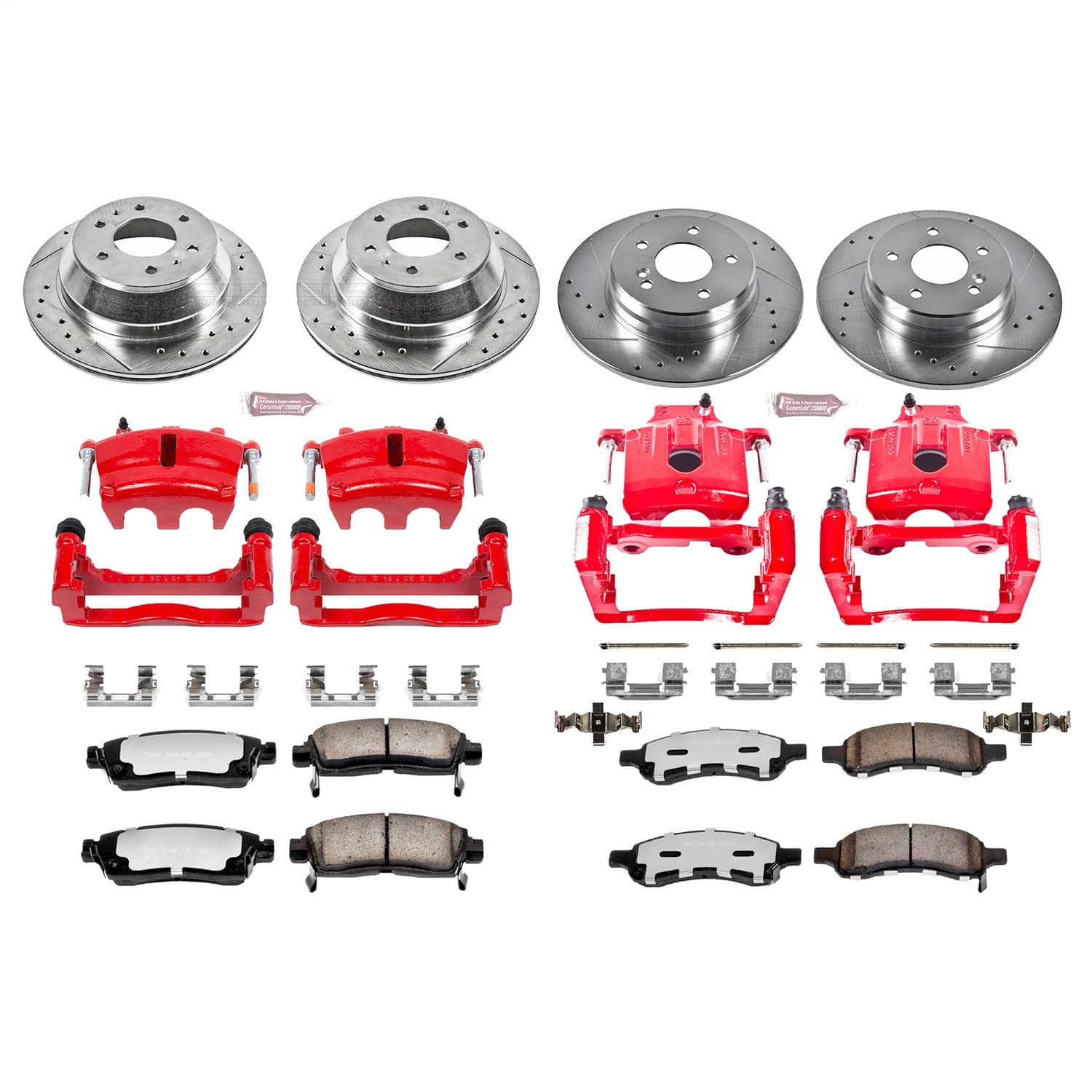 Power Stop - KC2085B-36 - Front and Rear - Disc Brake Pad/Caliper and Rotor Kit