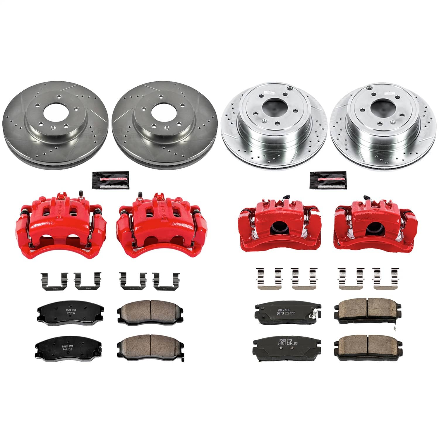 Power Stop - KC2091 - Front and Rear - Disc Brake Pad/Caliper and Rotor Kit