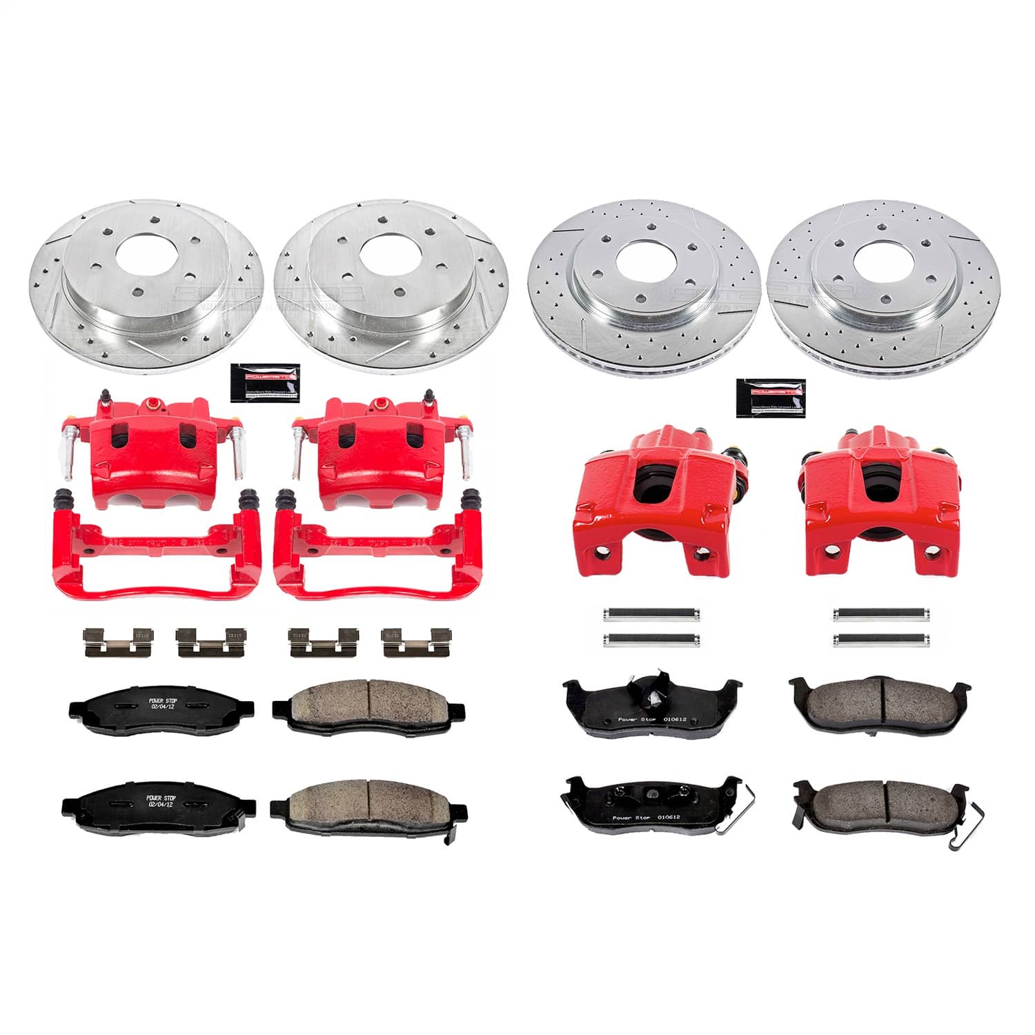 Power Stop - KC212 - Front and Rear - Disc Brake Pad/Caliper and Rotor Kit