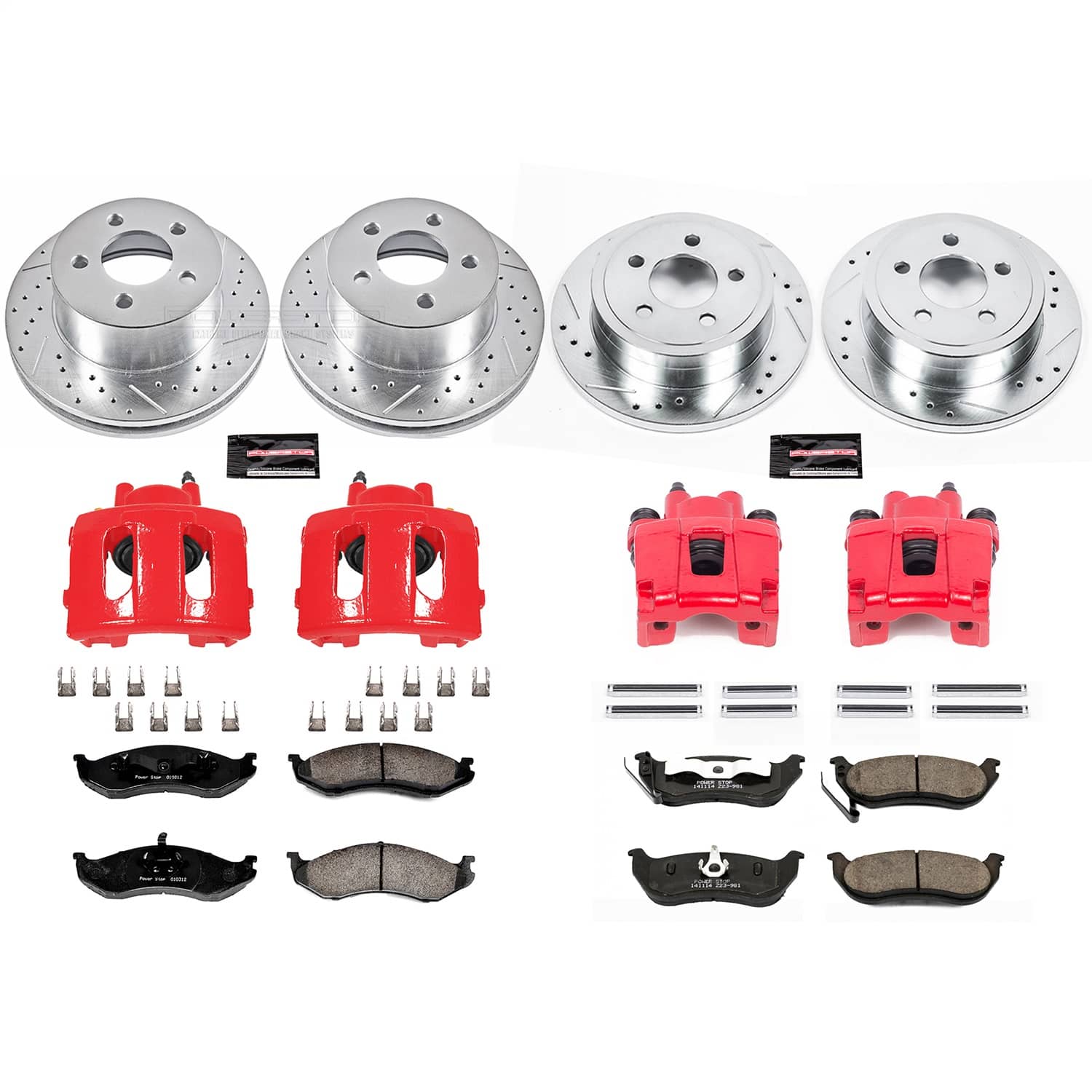 Power Stop - KC2154 - Front and Rear - Disc Brake Pad/Caliper and Rotor Kit