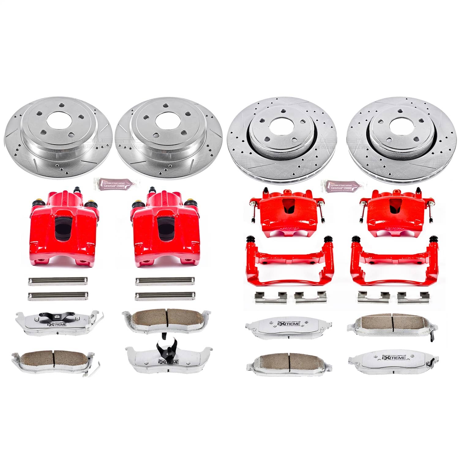 Power Stop - KC2220-26 - Front and Rear - Disc Brake Pad/Caliper and Rotor Kit