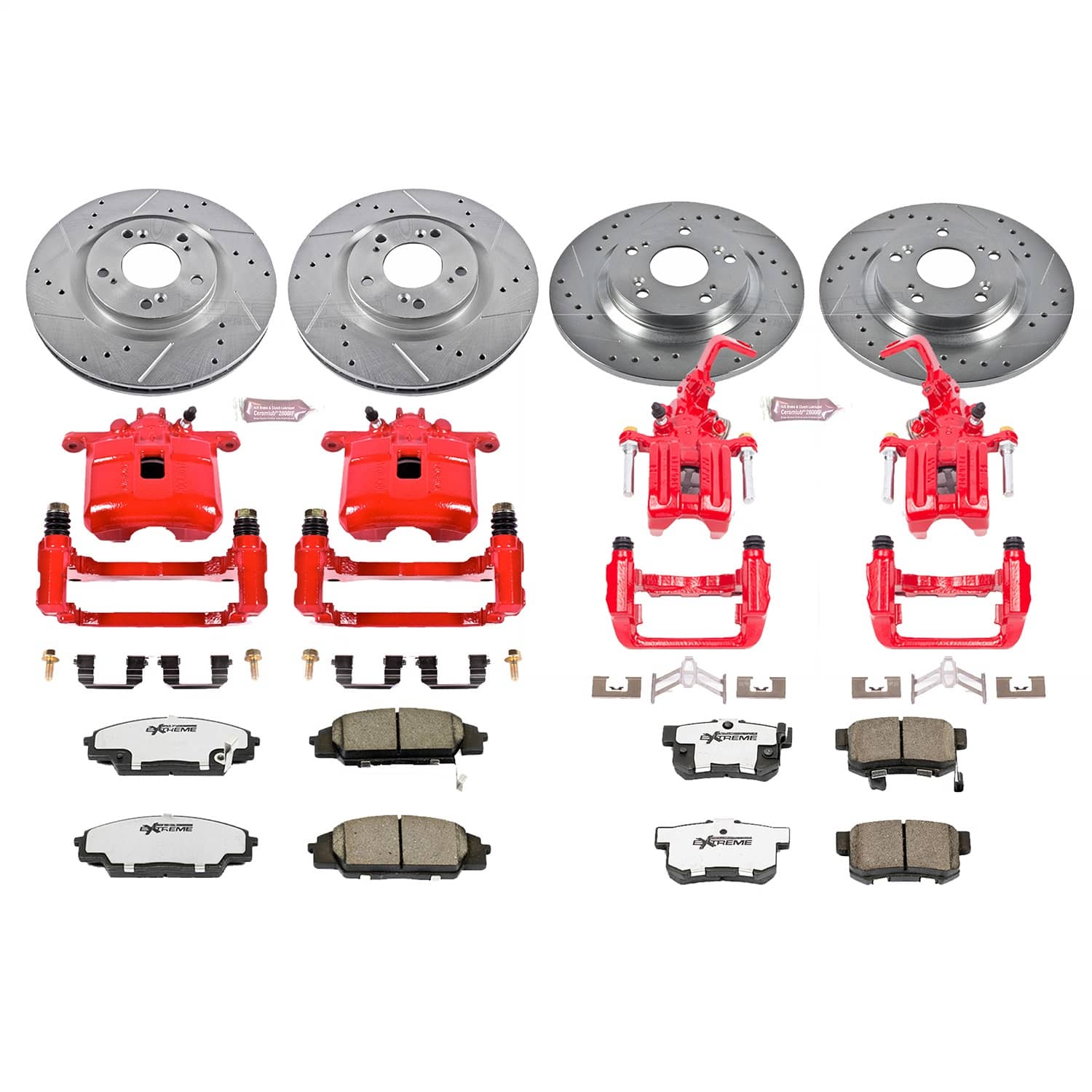 Power Stop - KC2277-26 - Front and Rear - Disc Brake Pad/Caliper and Rotor Kit
