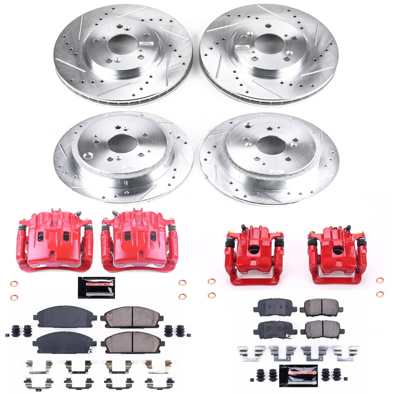 Power Stop - KC2291 - Front and Rear - Disc Brake Pad/Caliper and Rotor Kit